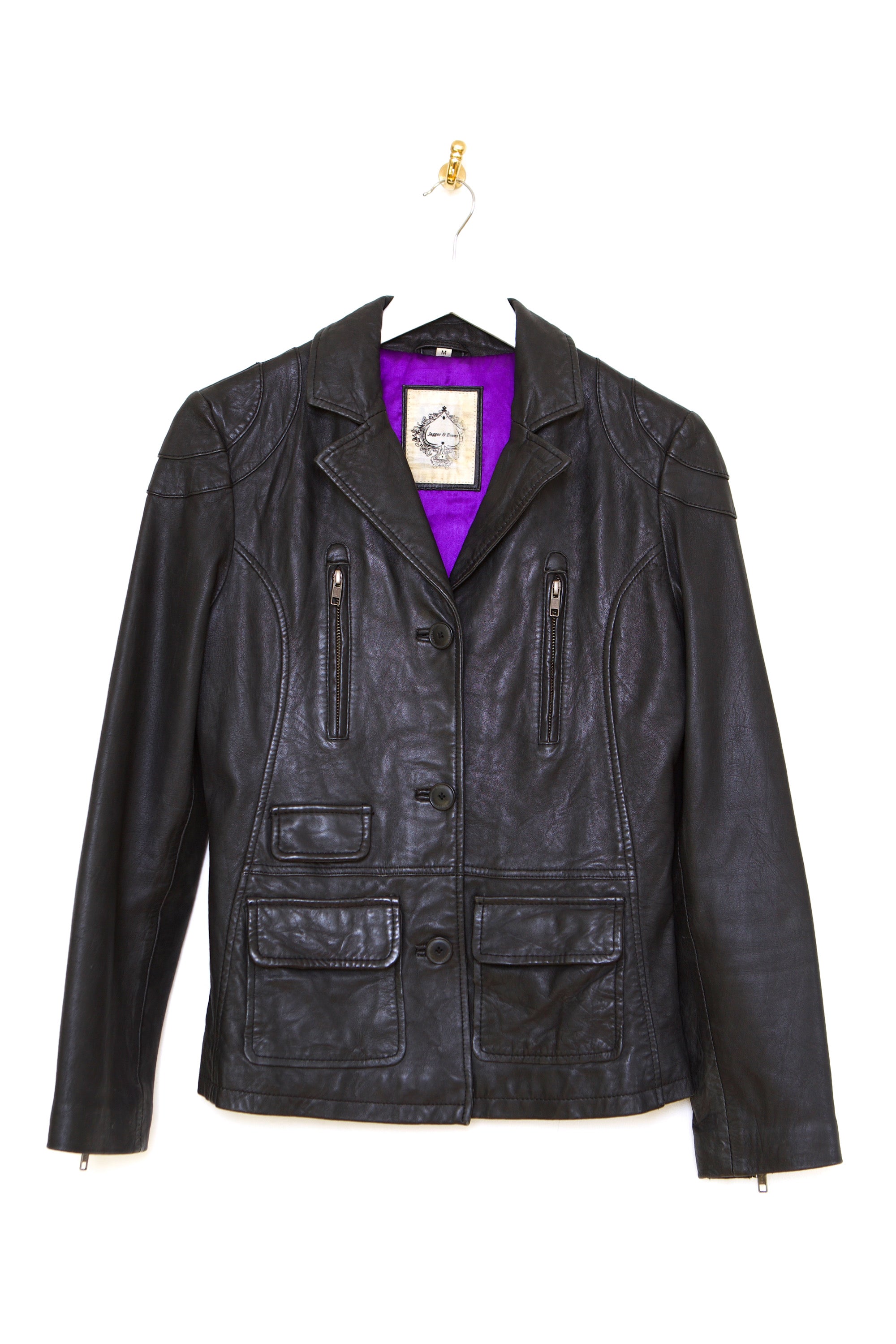 VINTAGE BLACK LEATHER FITTED LEATHER JACKET