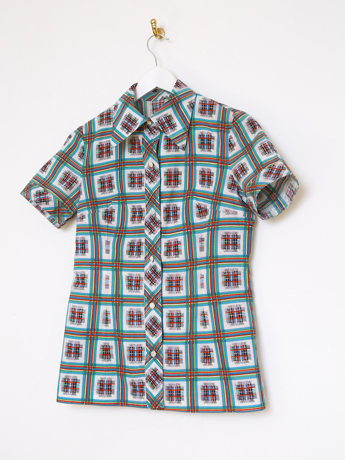 60S VINTAGE COTTON PRINTED SUMMER SHIRT SHORT SLEEVES