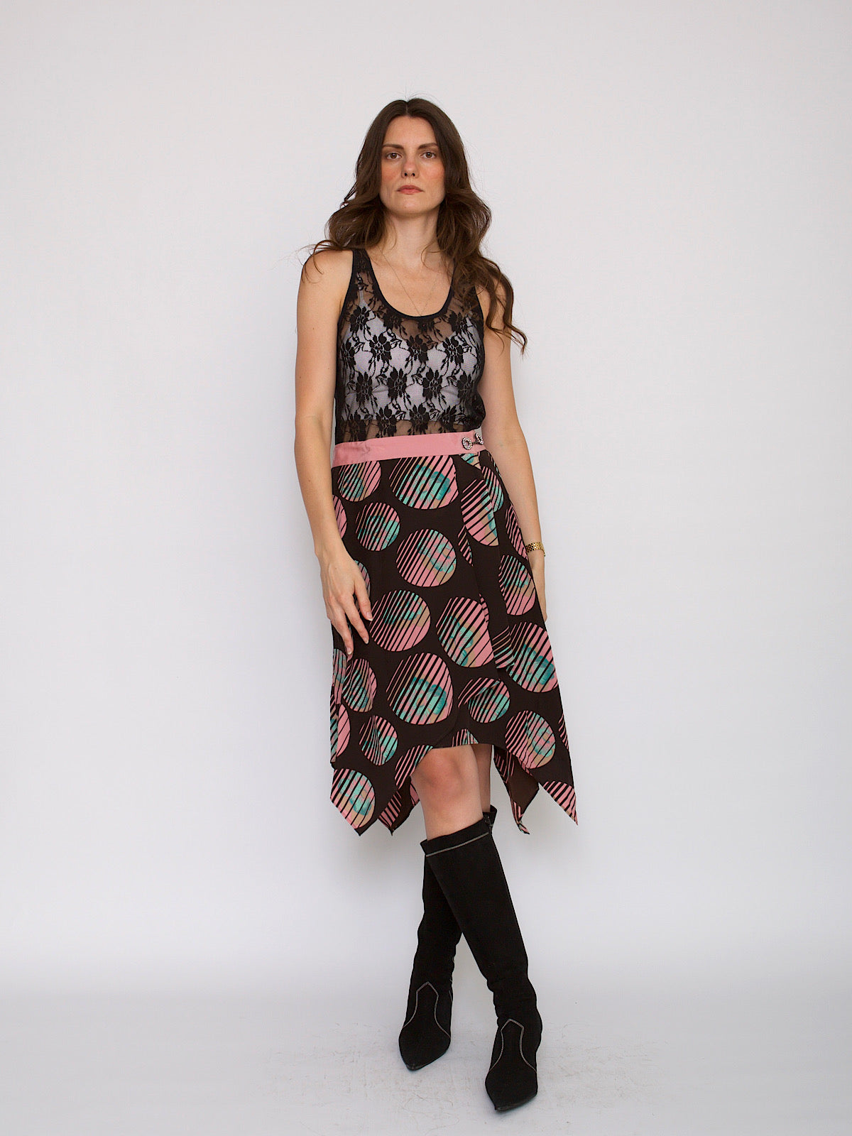 Vintage asymmetrical silk skirt by Ted Baker