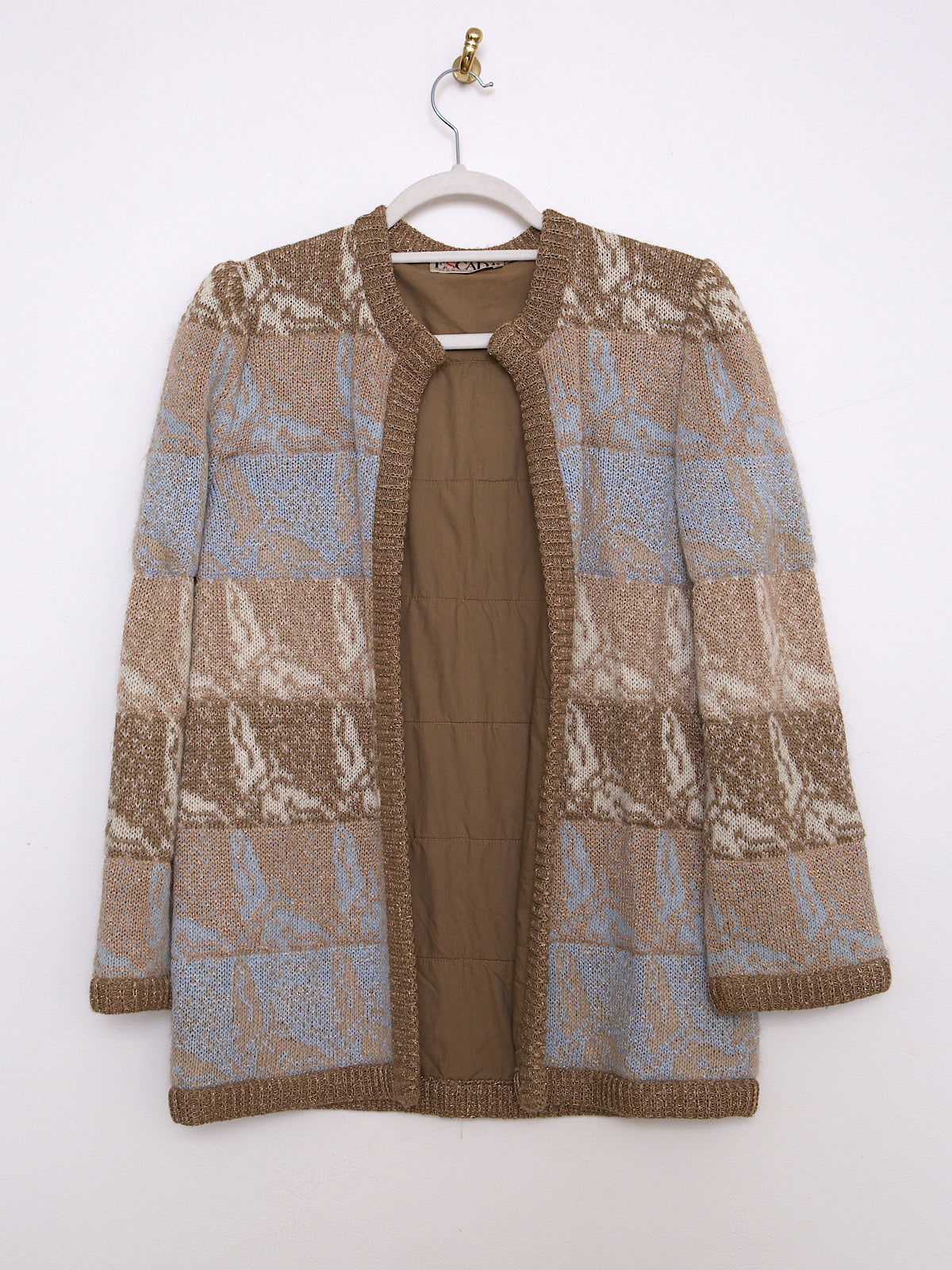 90S VINTAGE ESCADA WOOL CARDIGAN WITH GOLD