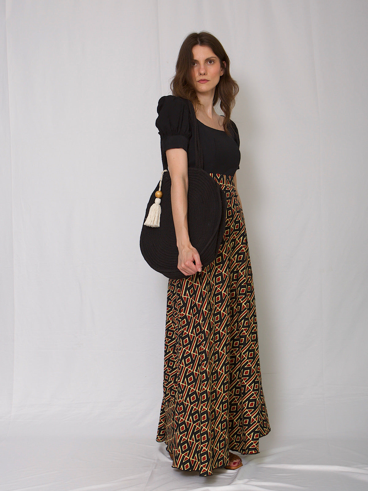 Long full length dress geometric print