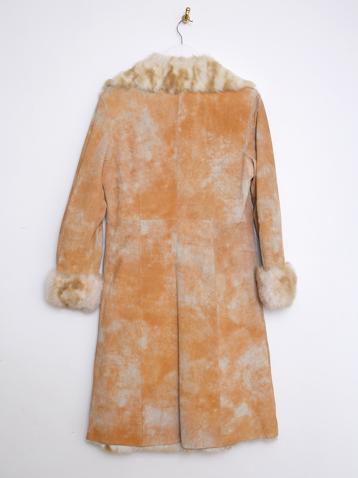 Y2K VINTAGE SUEDE & REAL FUR COAT TIE DYE EFFECT