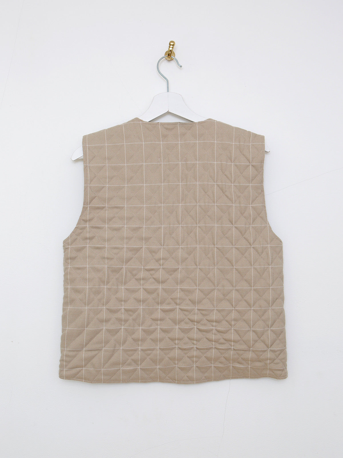 Handmade waistcoat beige checked fabric