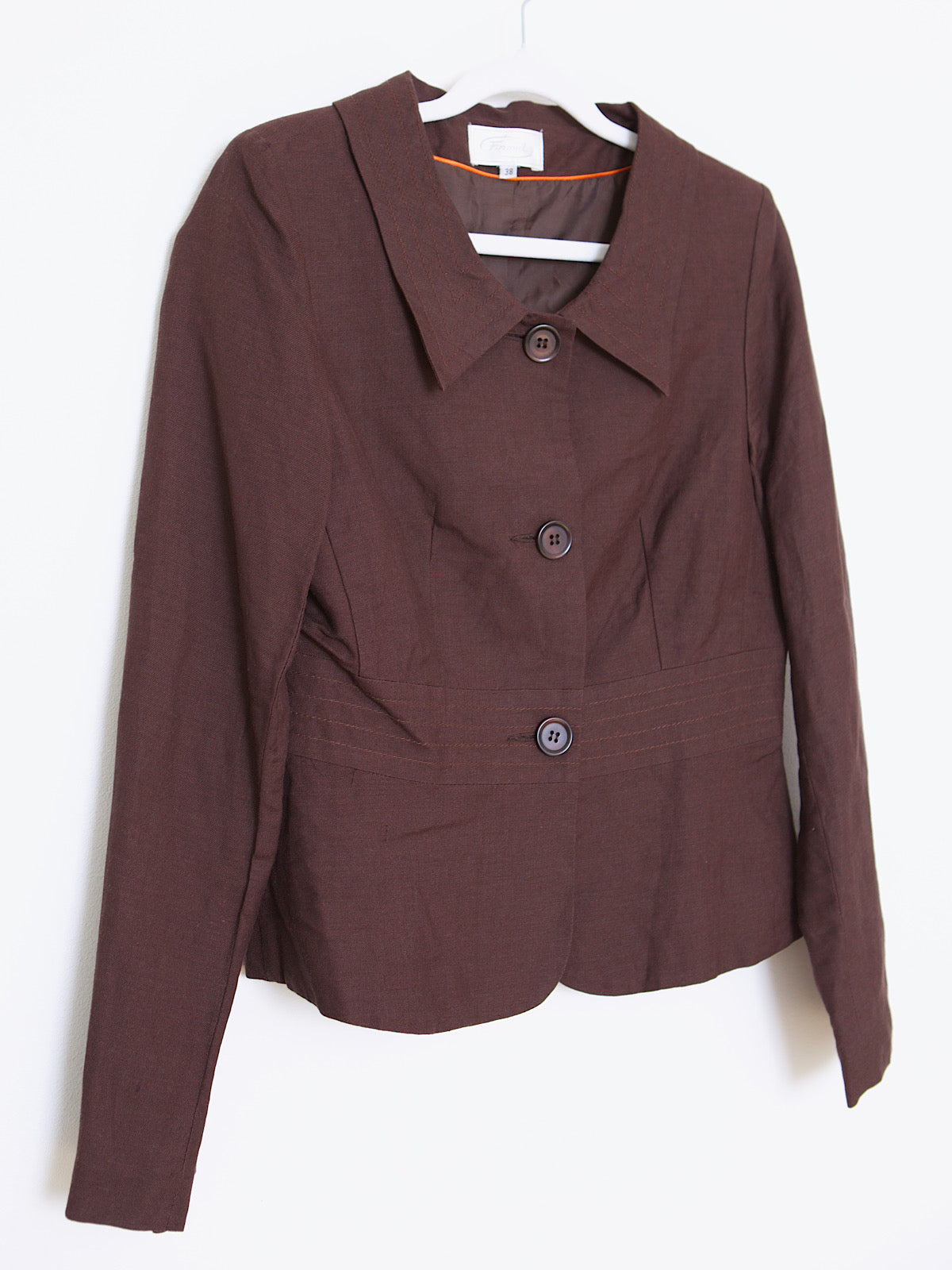 Vintage brown linen fitted blazer