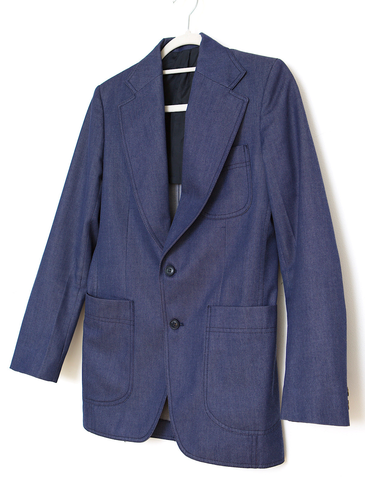 Vintage denim blazer single breasted large pockets
