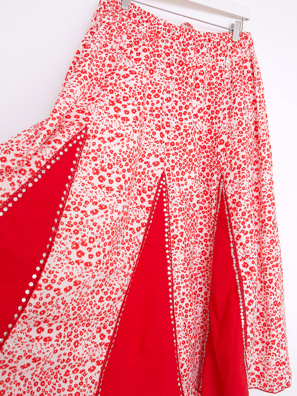Vintage maxi skirt cotton with silver sequins