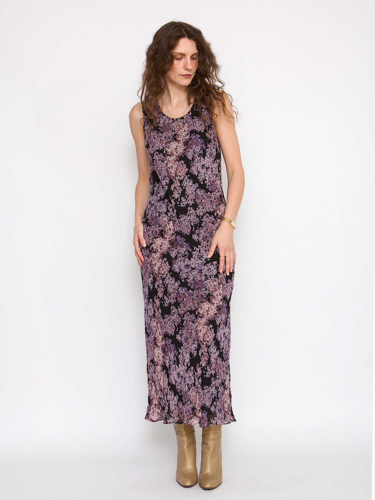 90s slip dress maxi length small flower print