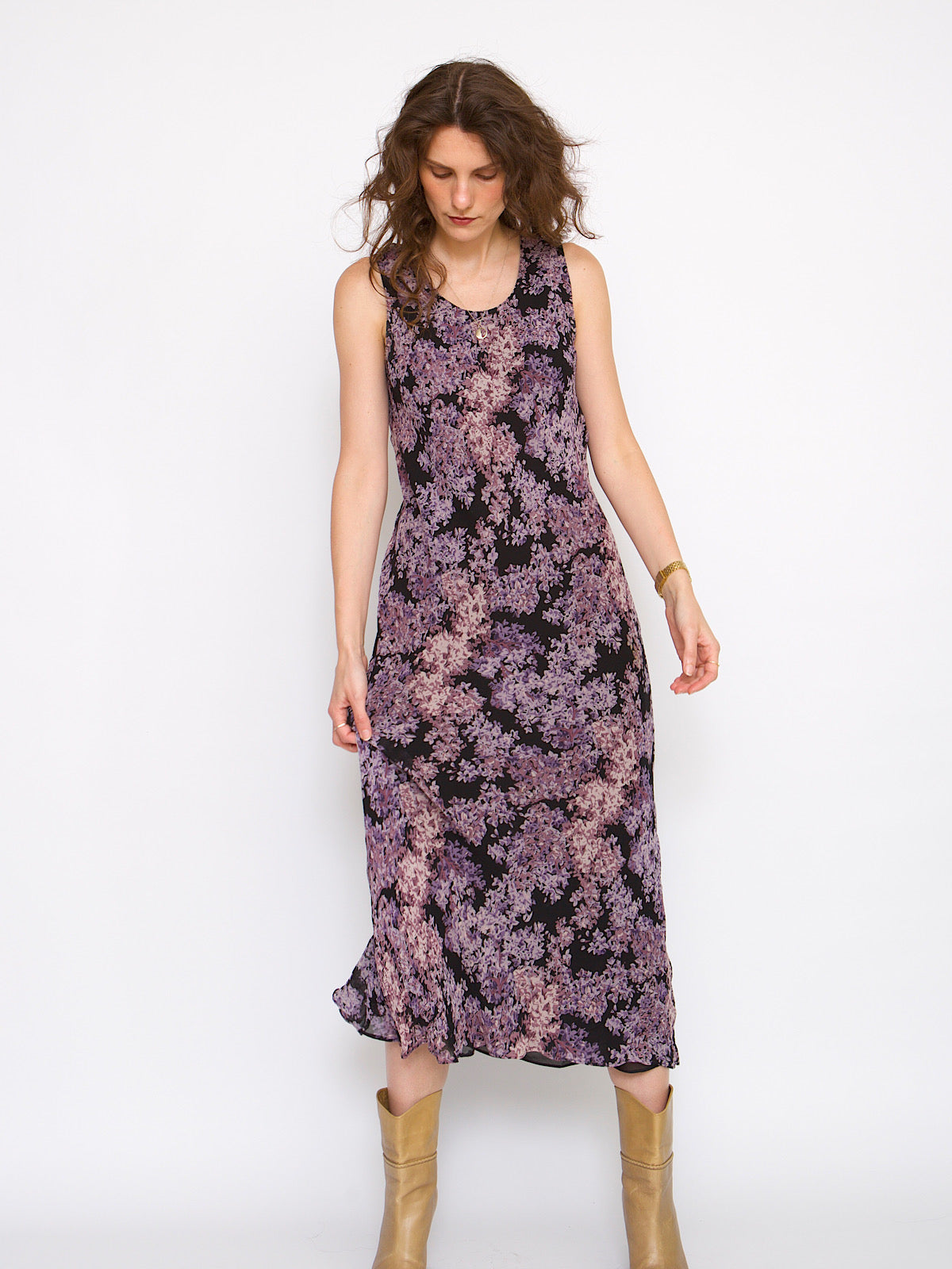 90s slip dress maxi length small flower print