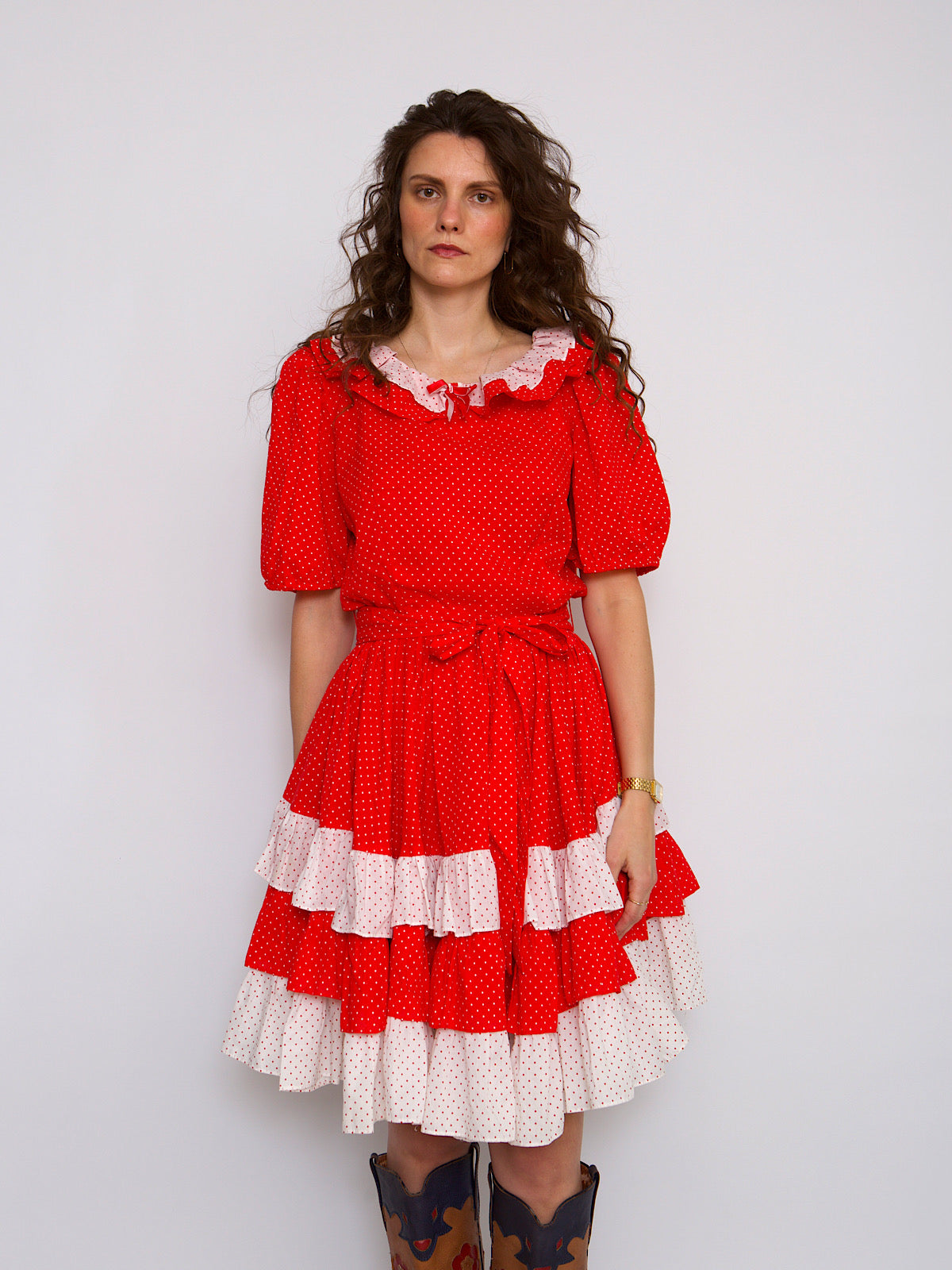 50s Vintage pinup red polka dot dress