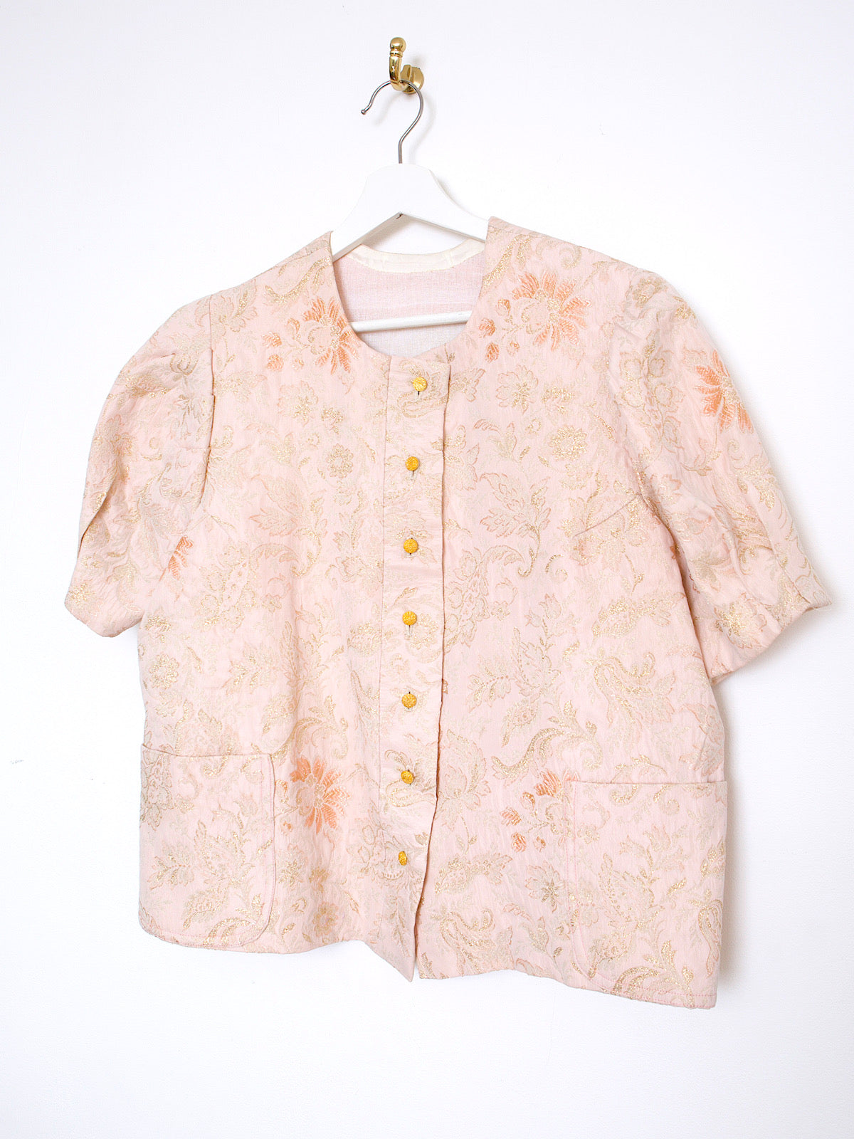 Vintage brocade blazer pastel colour and short sleeves