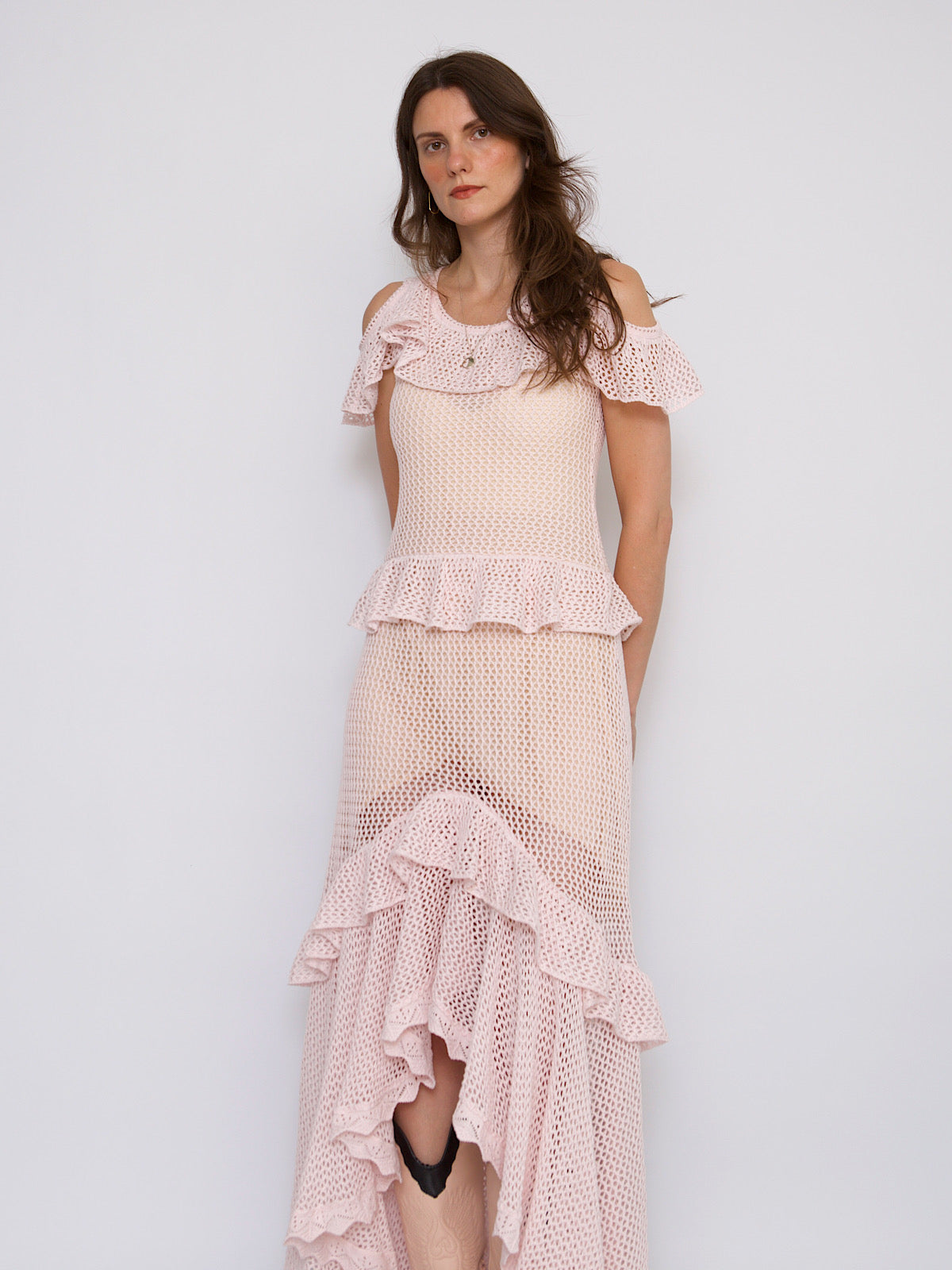 Crochet summer dress pastel pink by Cecilia Prado