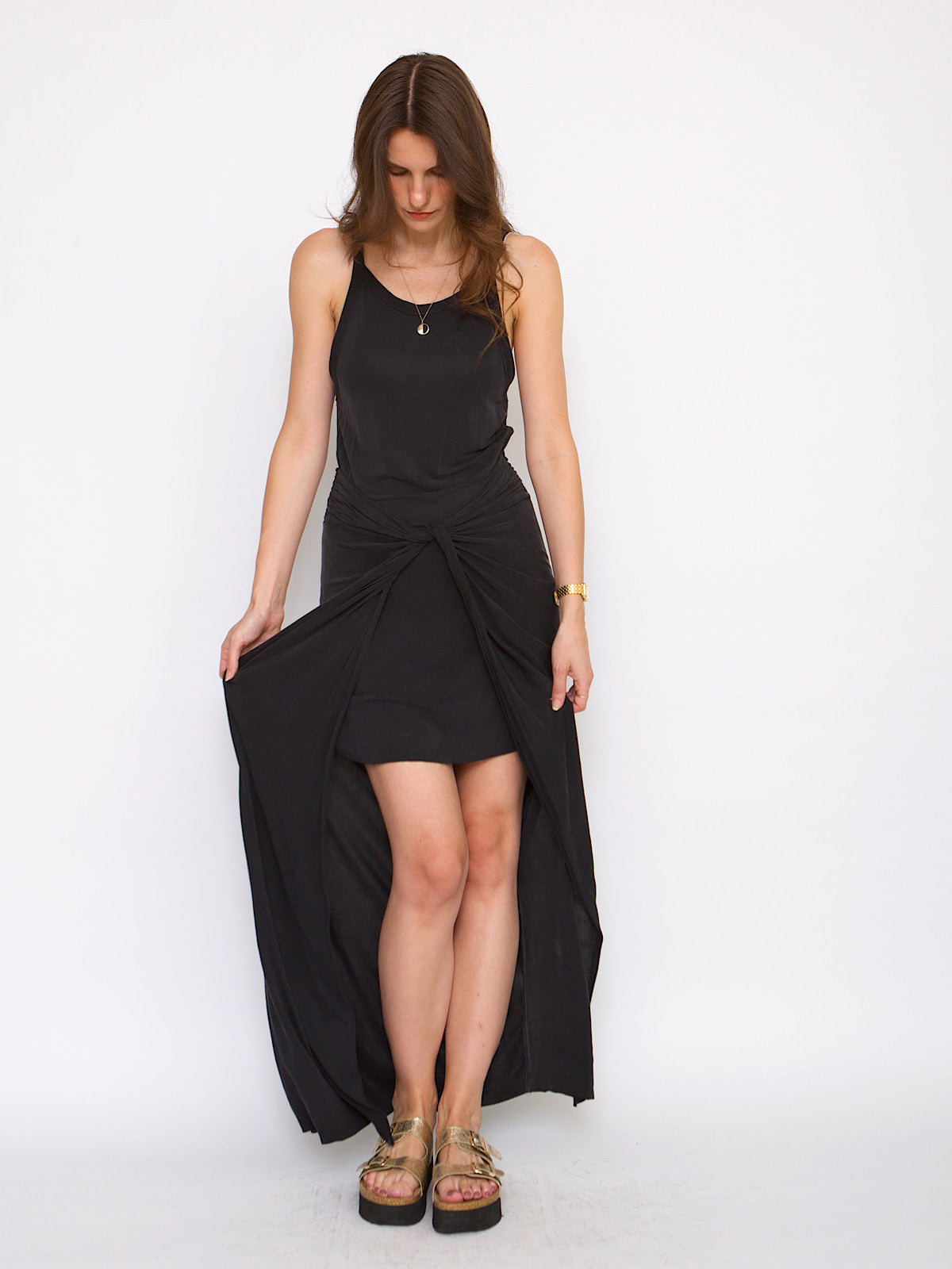 Long and mini rushed dress dark grey by All Saints