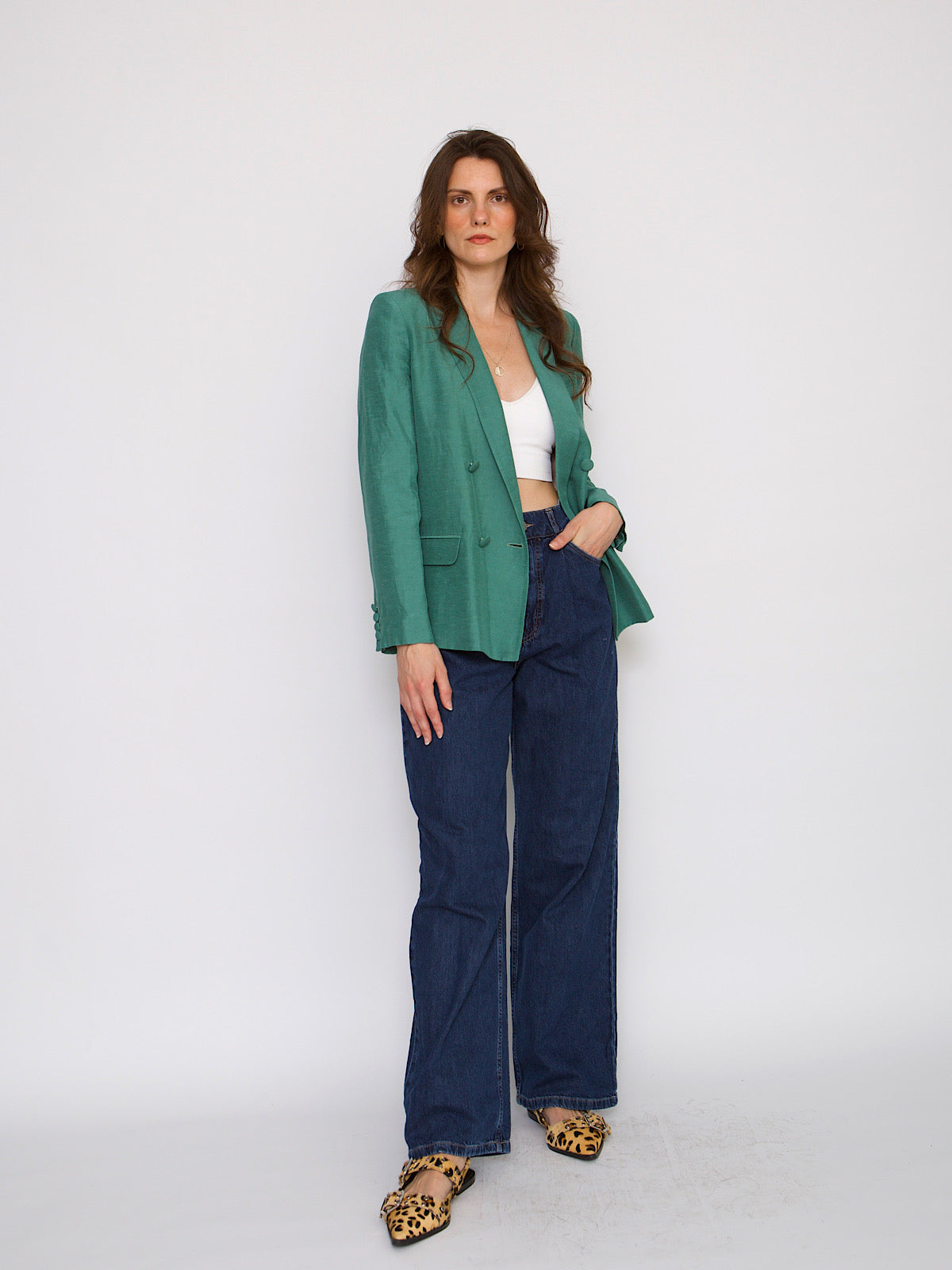 Green double breasted blazer by Cezane