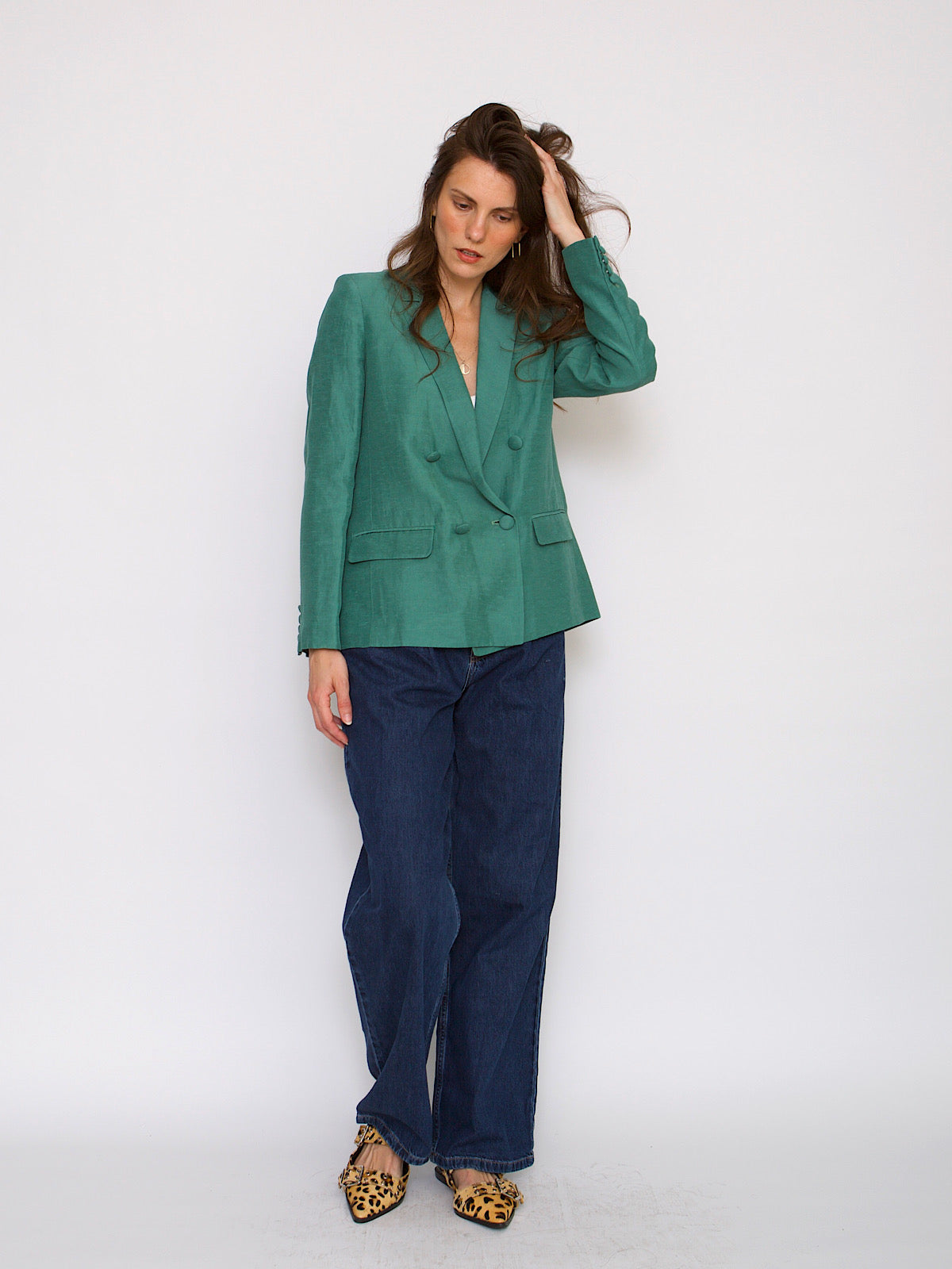 Green double breasted blazer by Cezane
