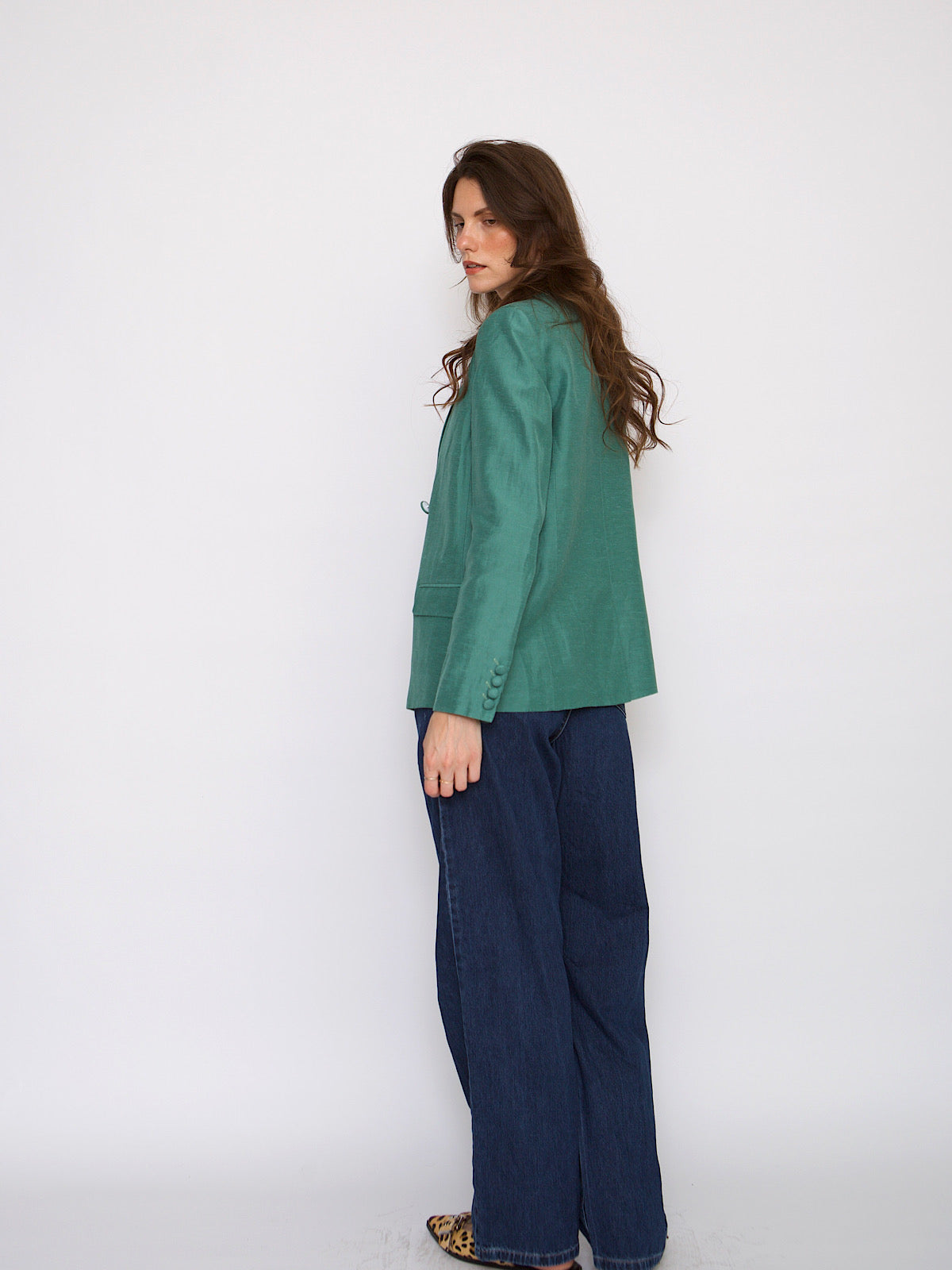 Green double breasted blazer by Cezane