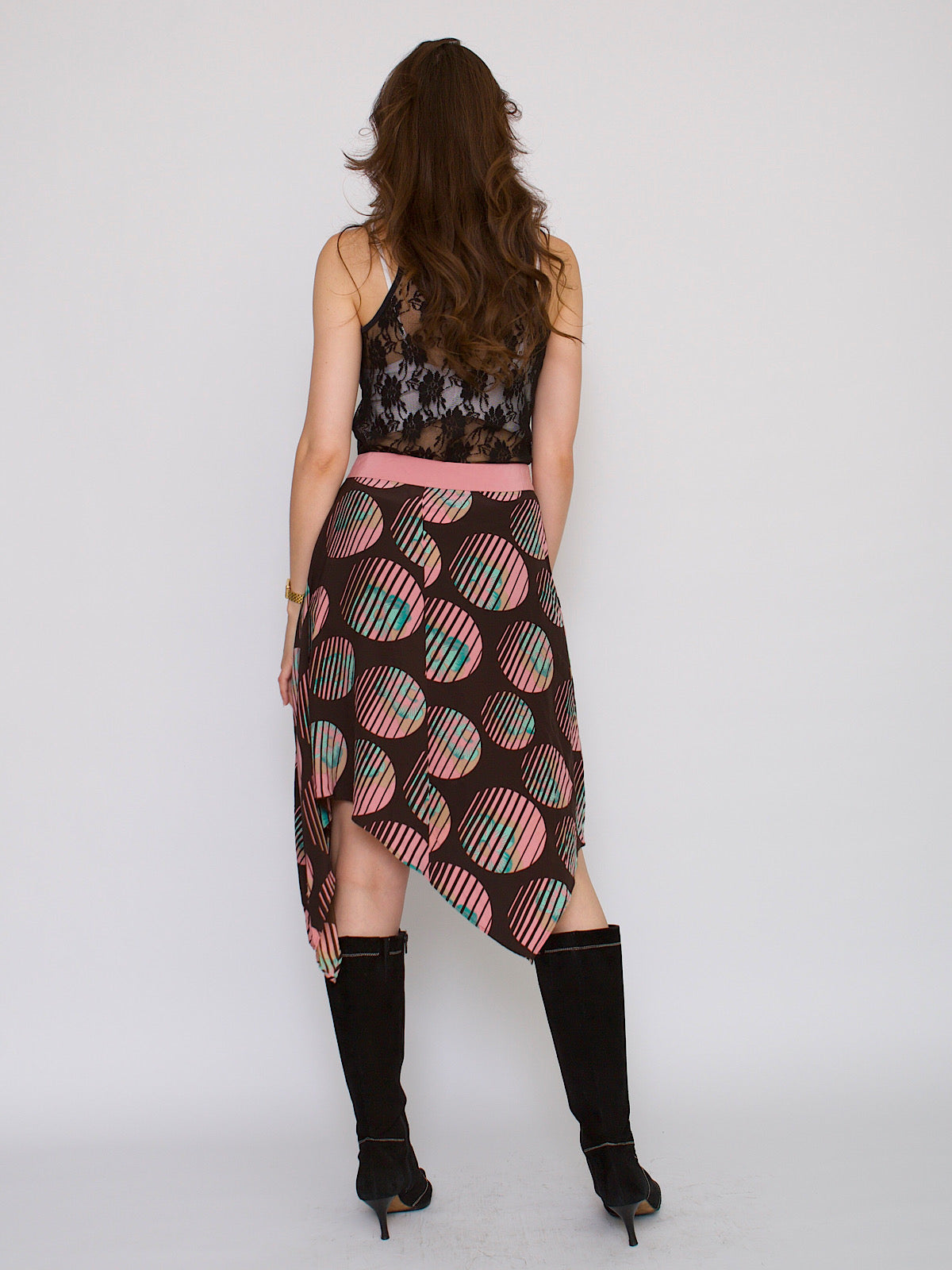 Vintage asymmetrical silk skirt by Ted Baker