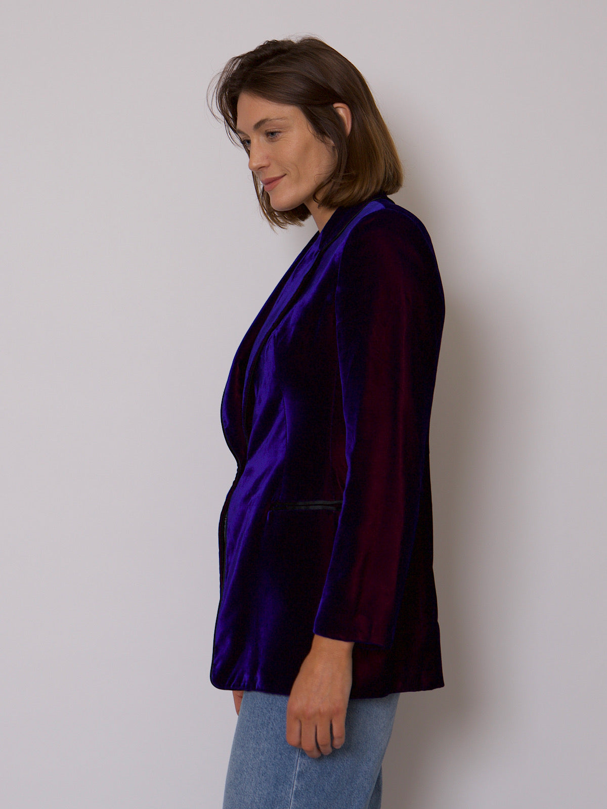 00s SILK VELVET BLAZER MIDNIGHT BLUE