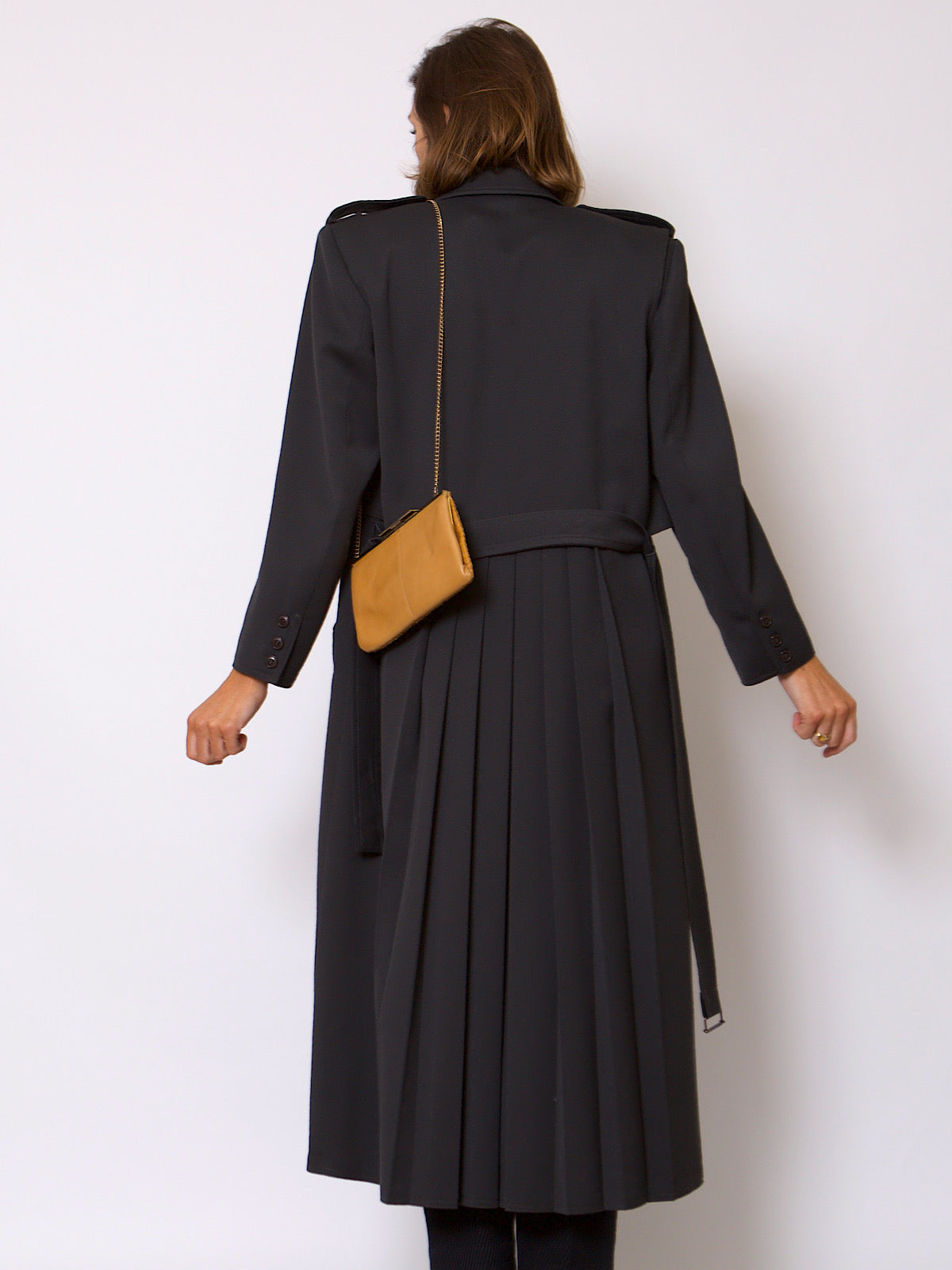 VINTAGE GREY TRENCH PLEATED AT THE BACK BY WALLIS