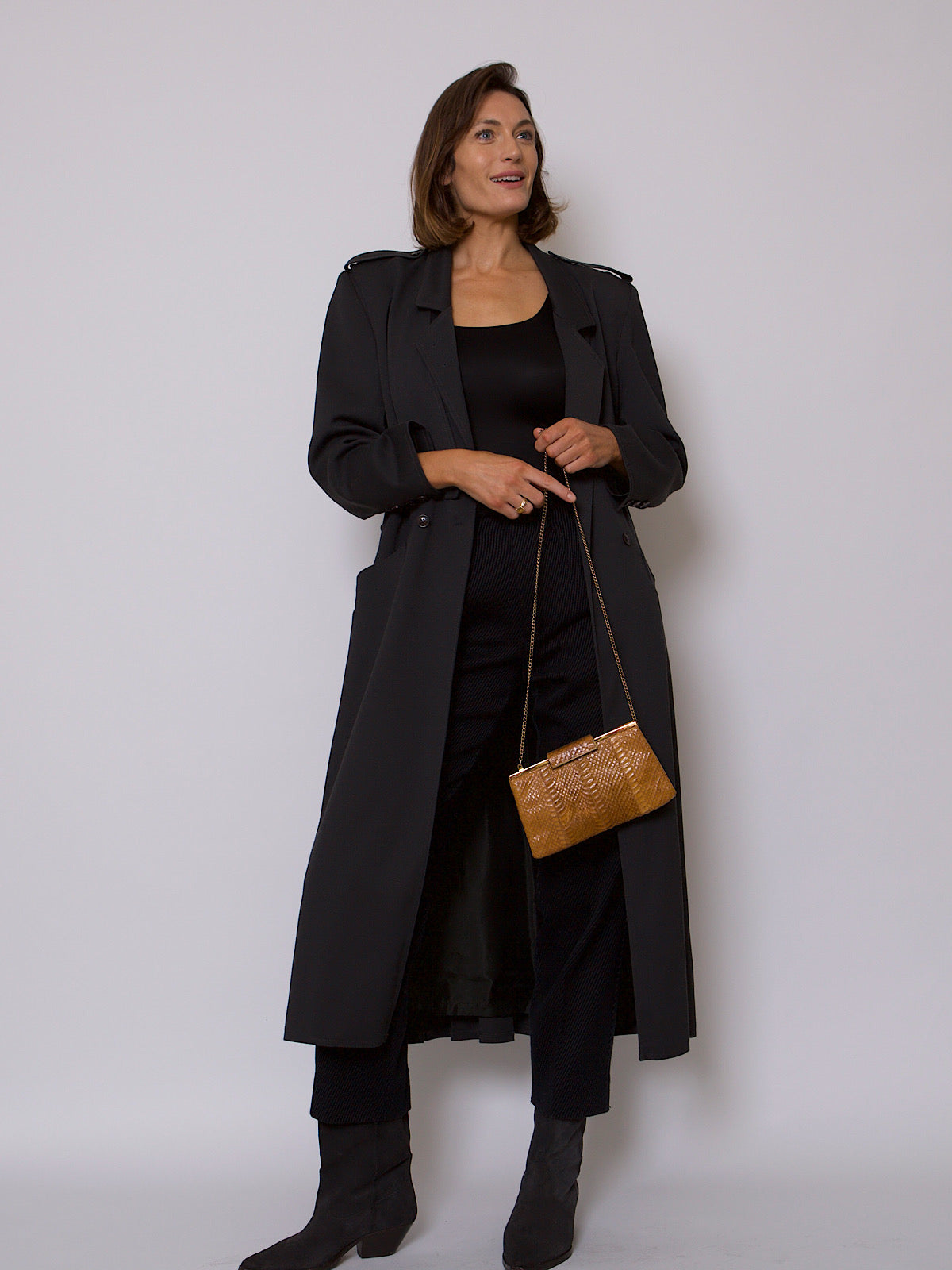 VINTAGE GREY TRENCH PLEATED AT THE BACK BY WALLIS