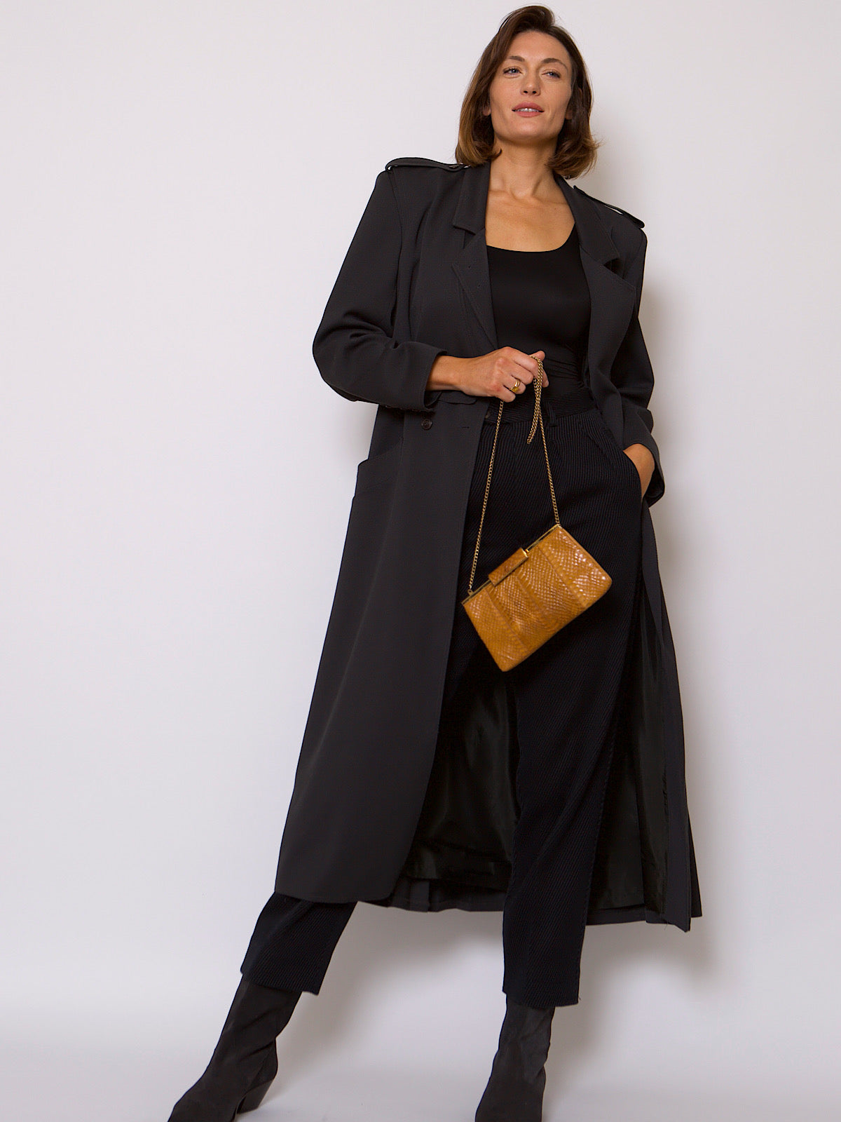 VINTAGE GREY TRENCH PLEATED AT THE BACK BY WALLIS