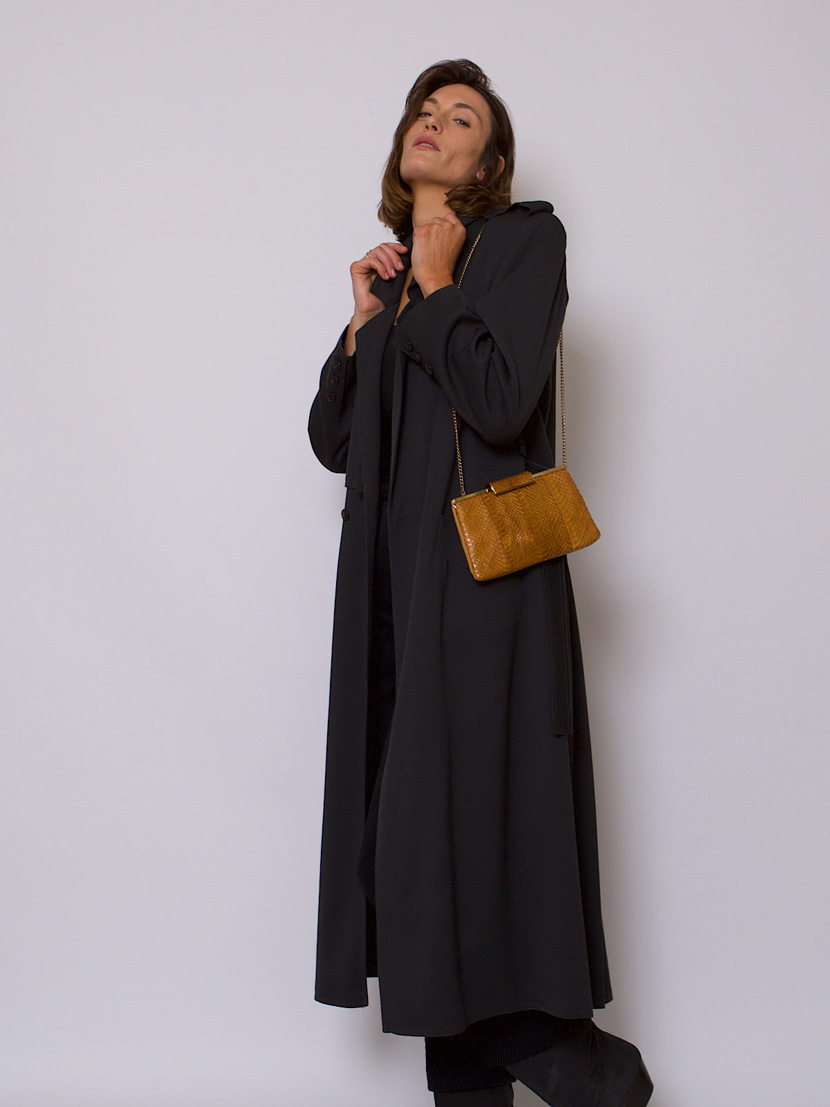 VINTAGE GREY TRENCH PLEATED AT THE BACK BY WALLIS