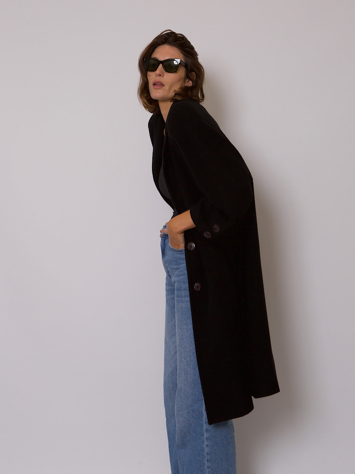 VINTAGE PURE WOOL BLACK OVERALL COAT