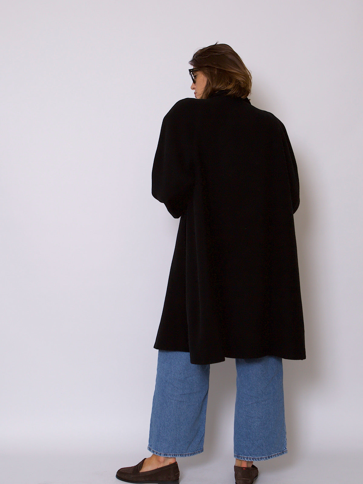 VINTAGE PURE WOOL BLACK OVERALL COAT
