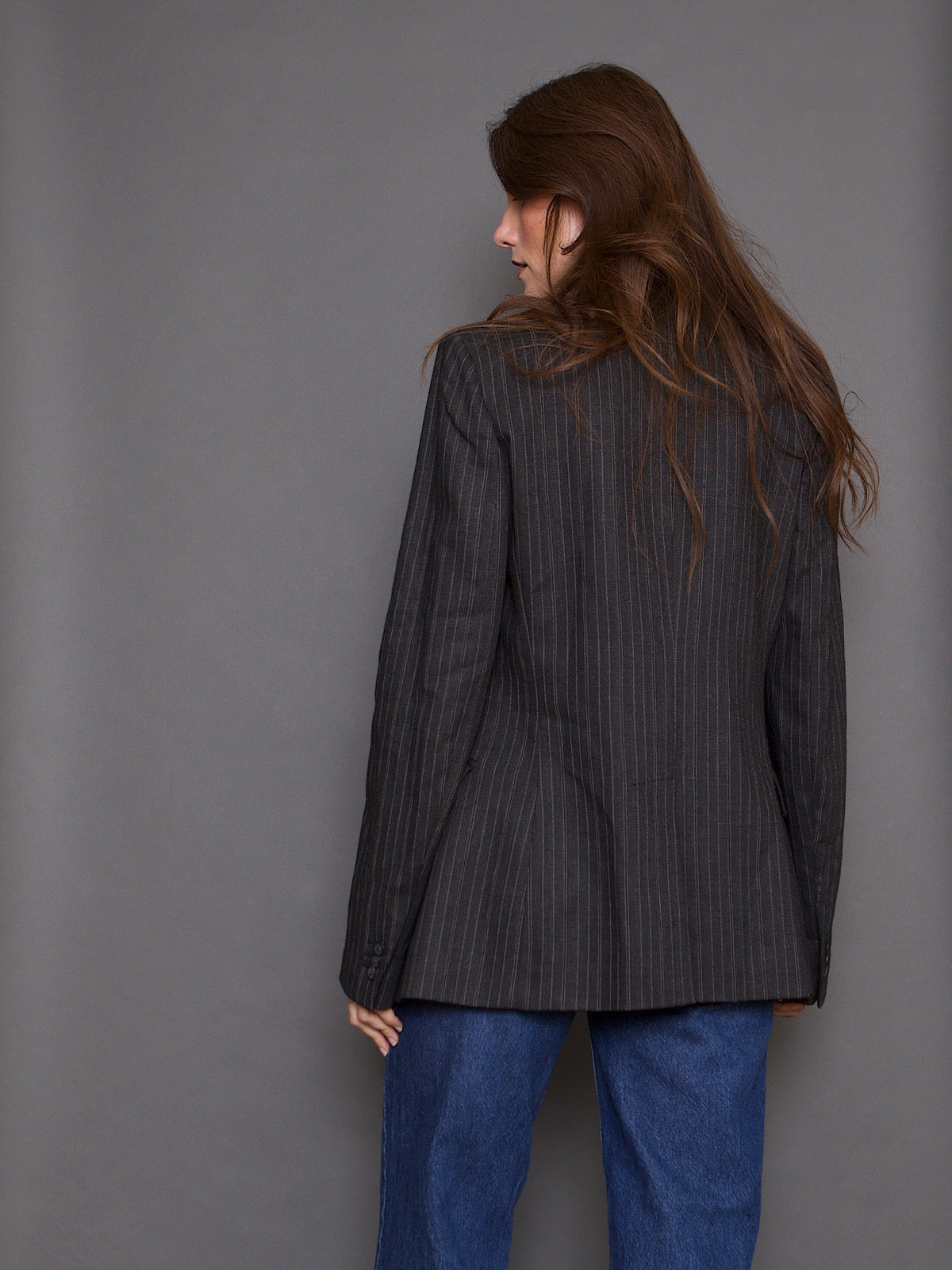 DOLCE & GABBANA GREY PINSTRIPE BLAZER