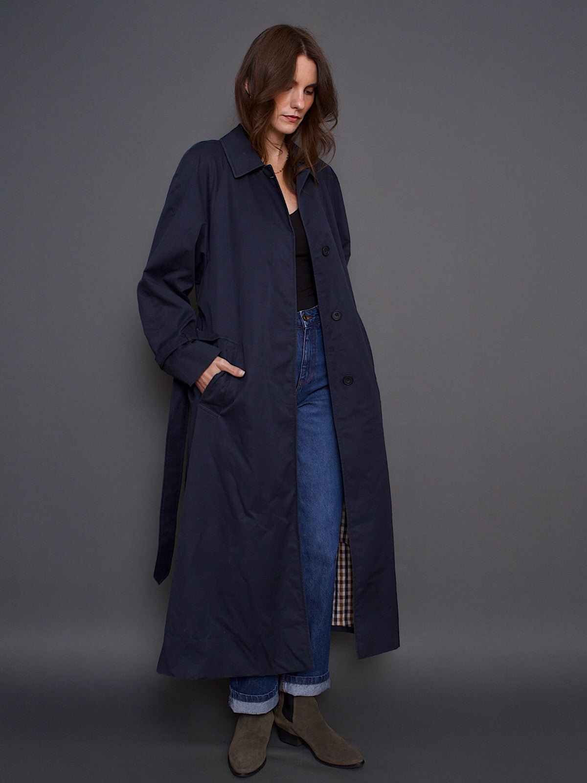 VINTAGE AQUASCUTUM NAVY TRENCH