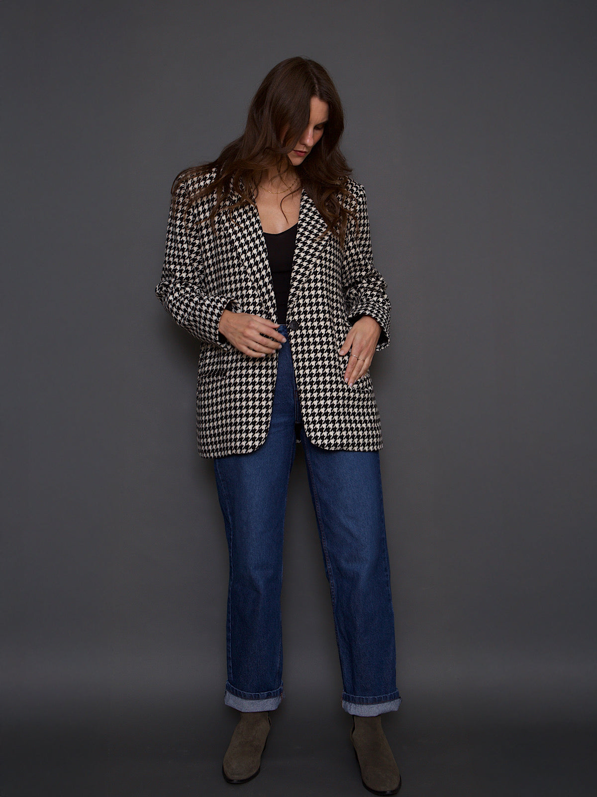 VINTAGE DOGTOOTH OVERSIZED BLAZER