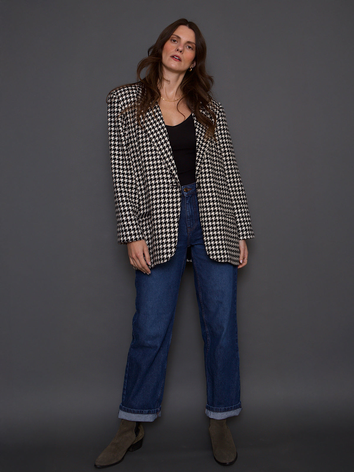 VINTAGE DOGTOOTH OVERSIZED BLAZER