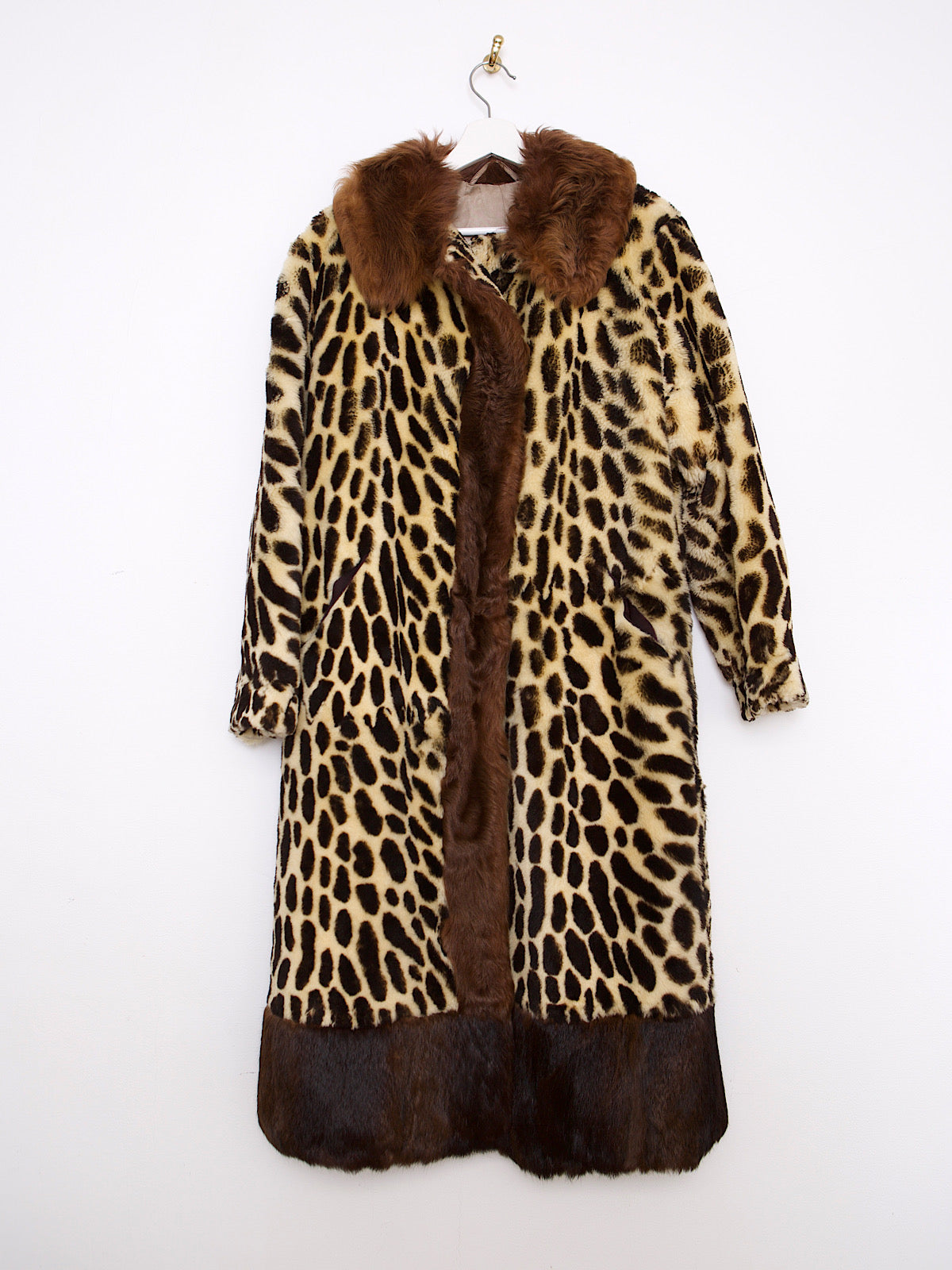 60S FAUX & REAL FUR COAT LEOPARD PRINT