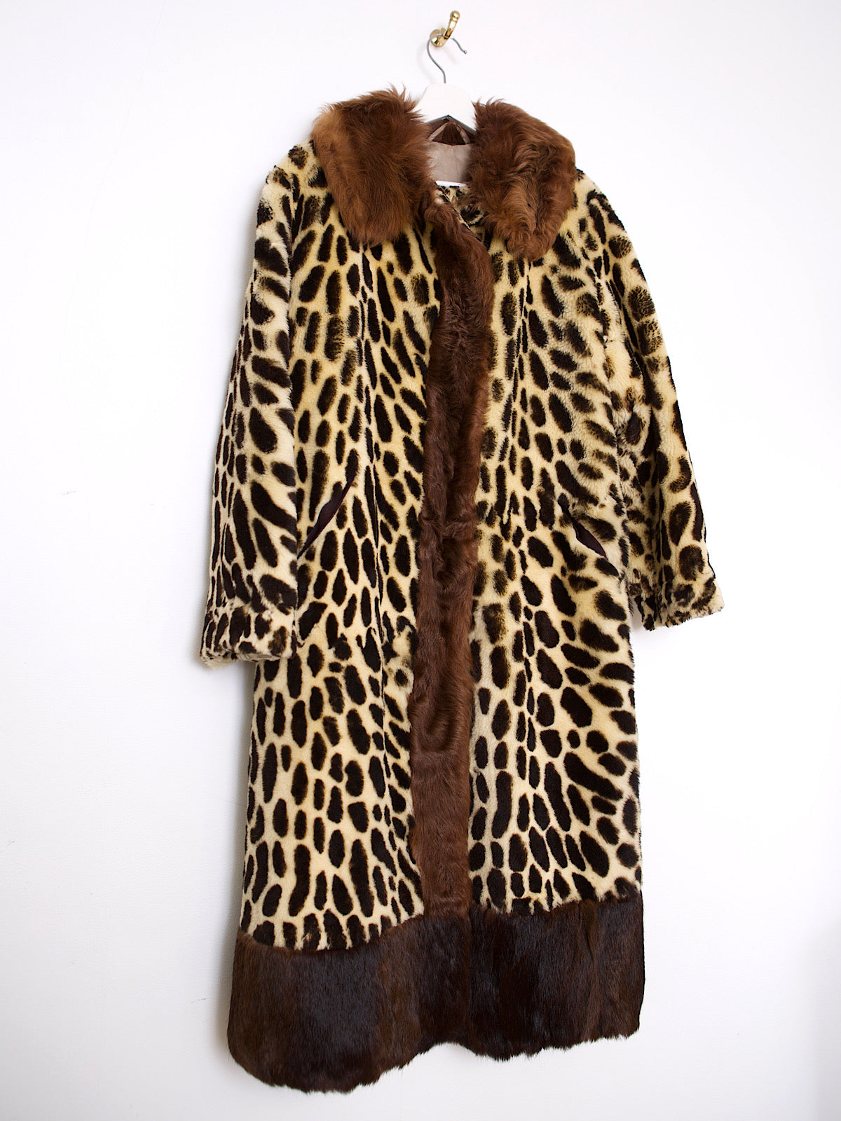 60S FAUX & REAL FUR COAT LEOPARD PRINT