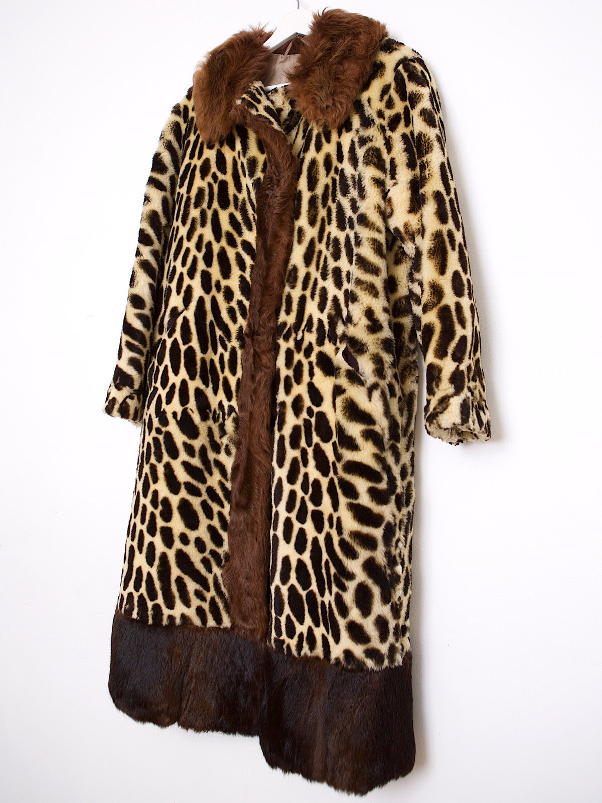 60S FAUX & REAL FUR COAT LEOPARD PRINT