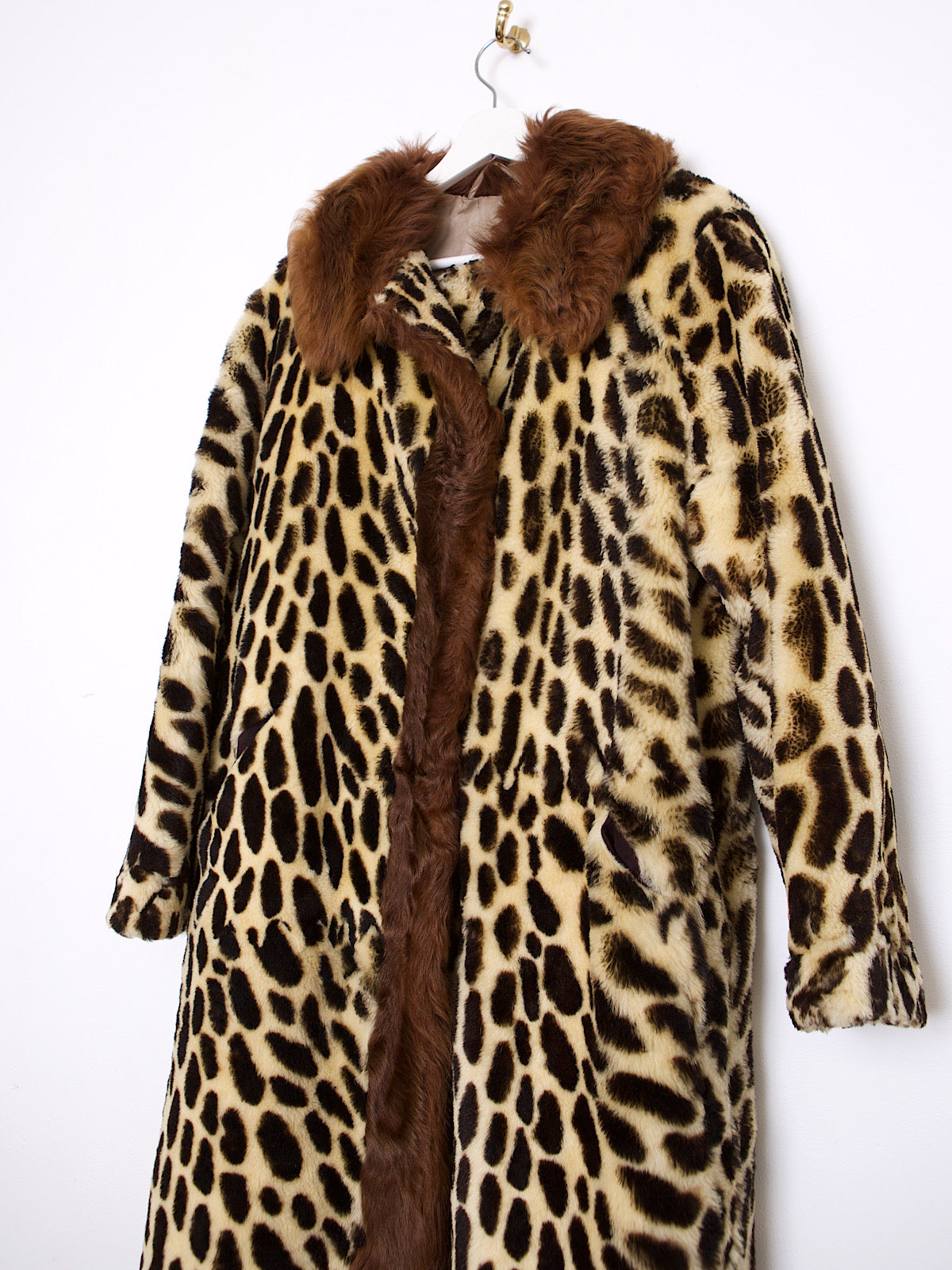 60S FAUX & REAL FUR COAT LEOPARD PRINT