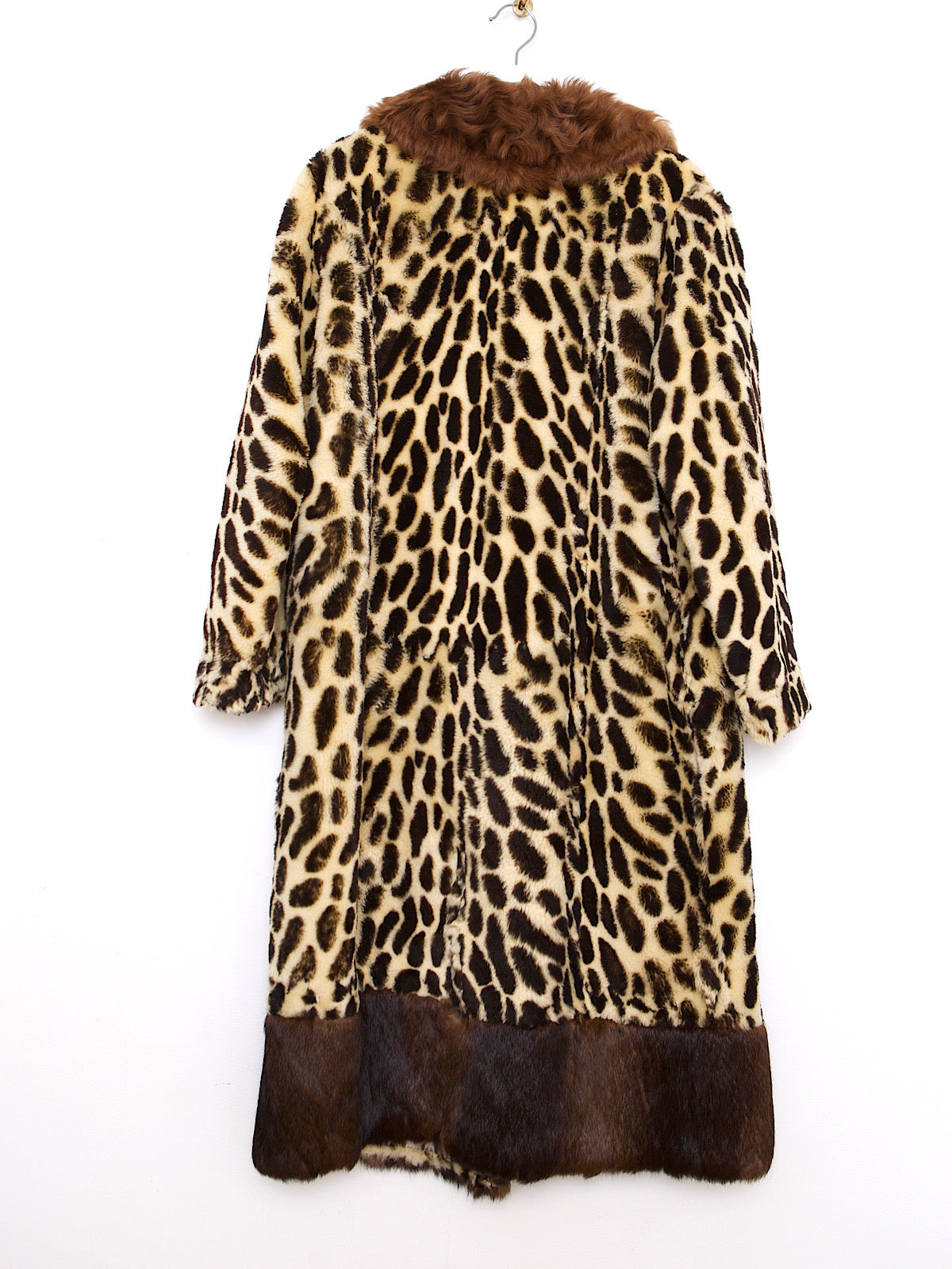 60S FAUX & REAL FUR COAT LEOPARD PRINT
