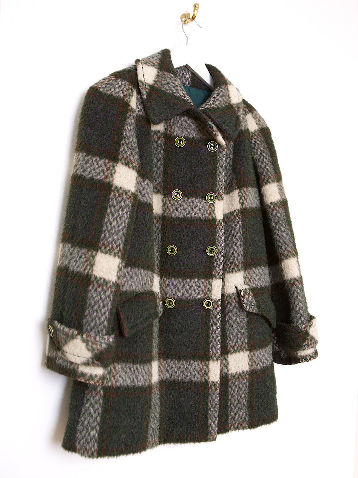 60S VINTAGE LAMA & MOHAIR WOOL COAT DOUBLE BREASTED