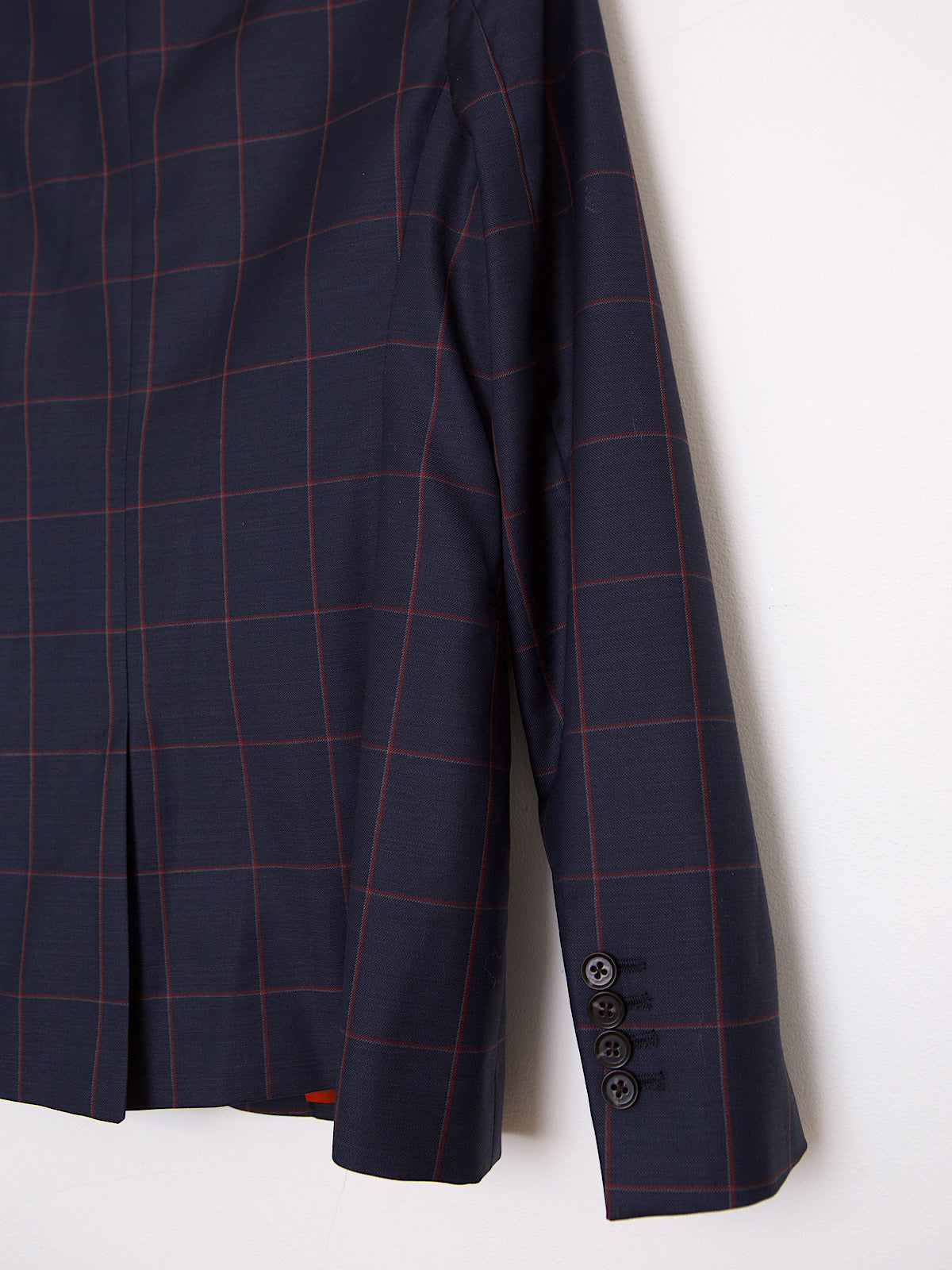 PAUL SMITH NAVY SINGLE BREASTED BLAZER FINE RED TARTAN