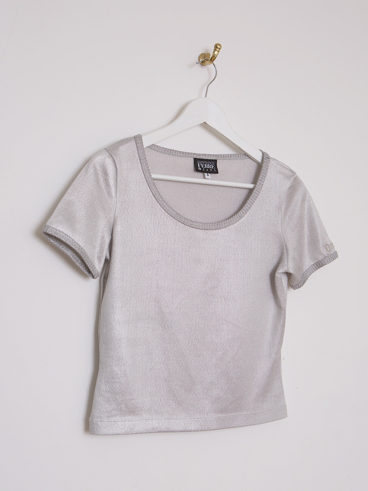 90S VINTAGE GIANFRANCO FERRÉ JEANS SILVER TOP