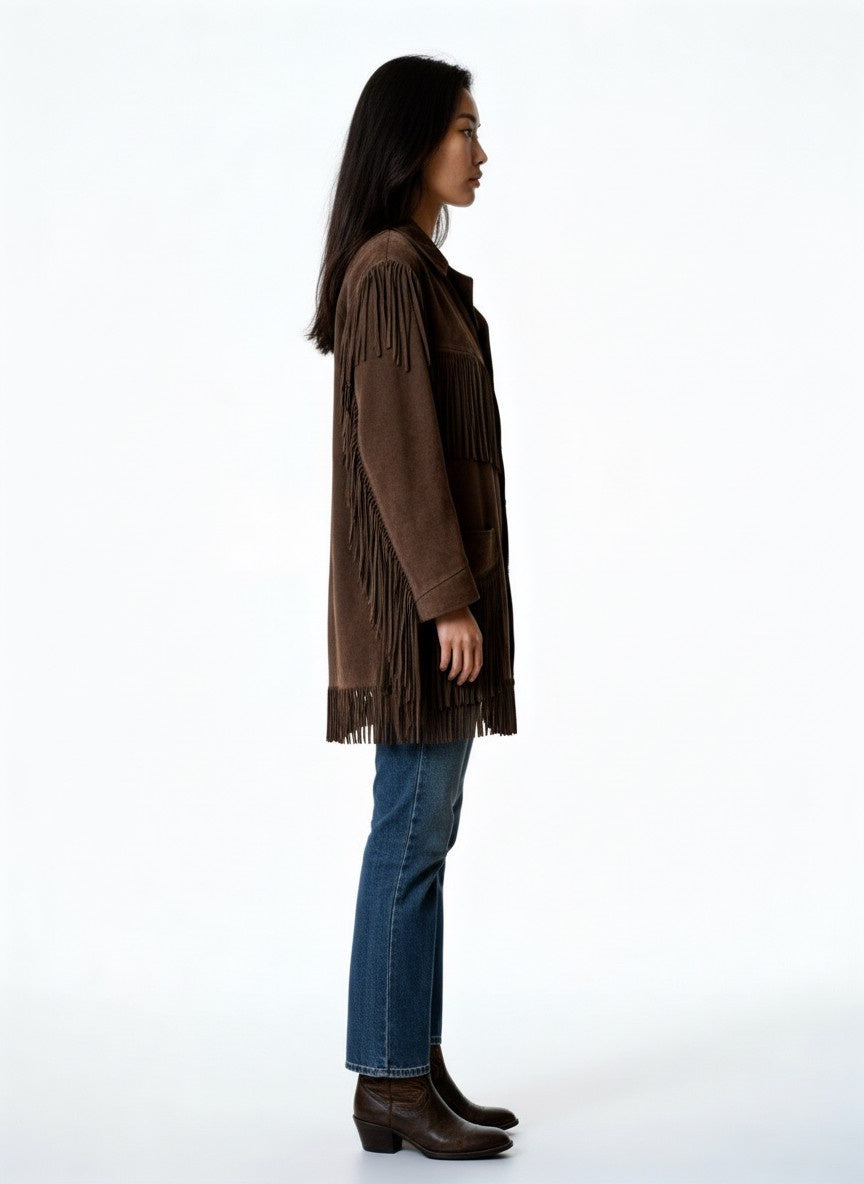 Vintage western brown suede jacket with tassels
