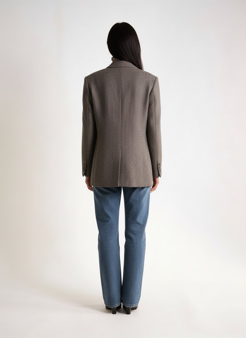 PURE VIRGIN WOOL HERRINGBONE BLAZER JACKET