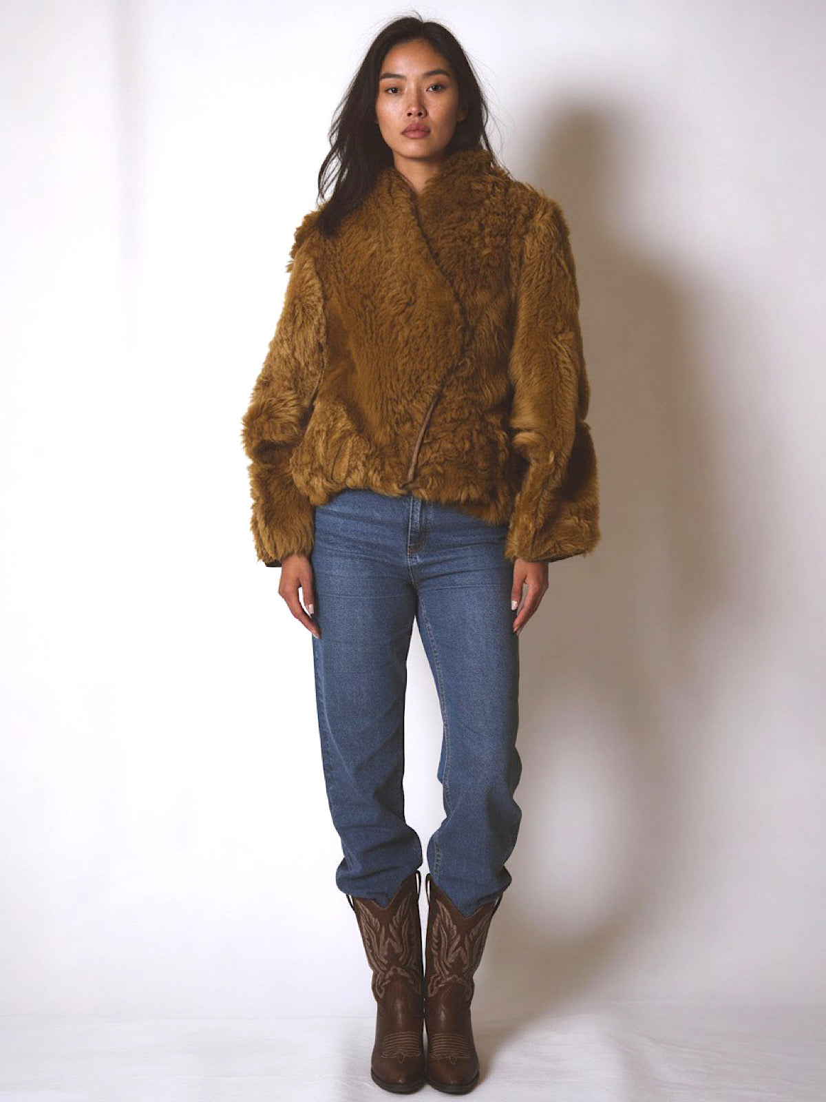 VINTAGE BROWN SHEEPSKIN CROPPED AND REVERSIBLE