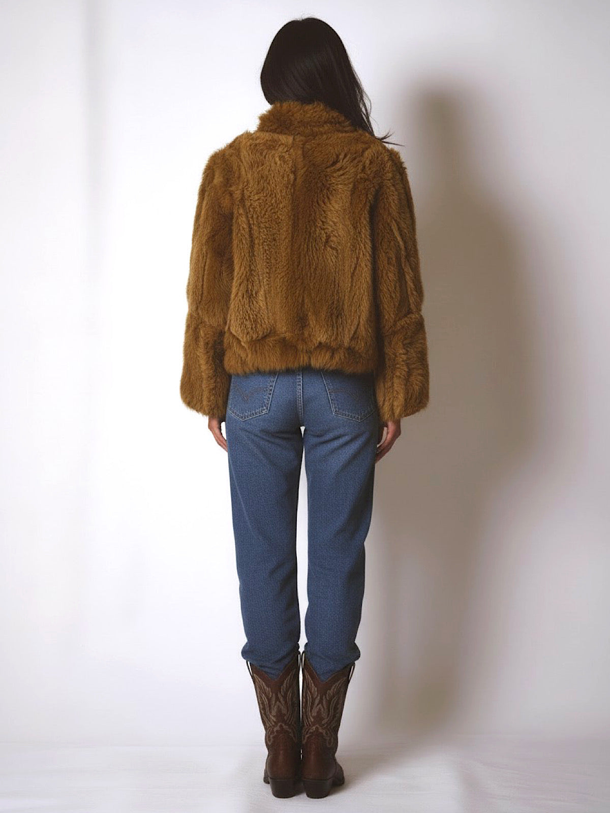 VINTAGE BROWN SHEEPSKIN CROPPED AND REVERSIBLE