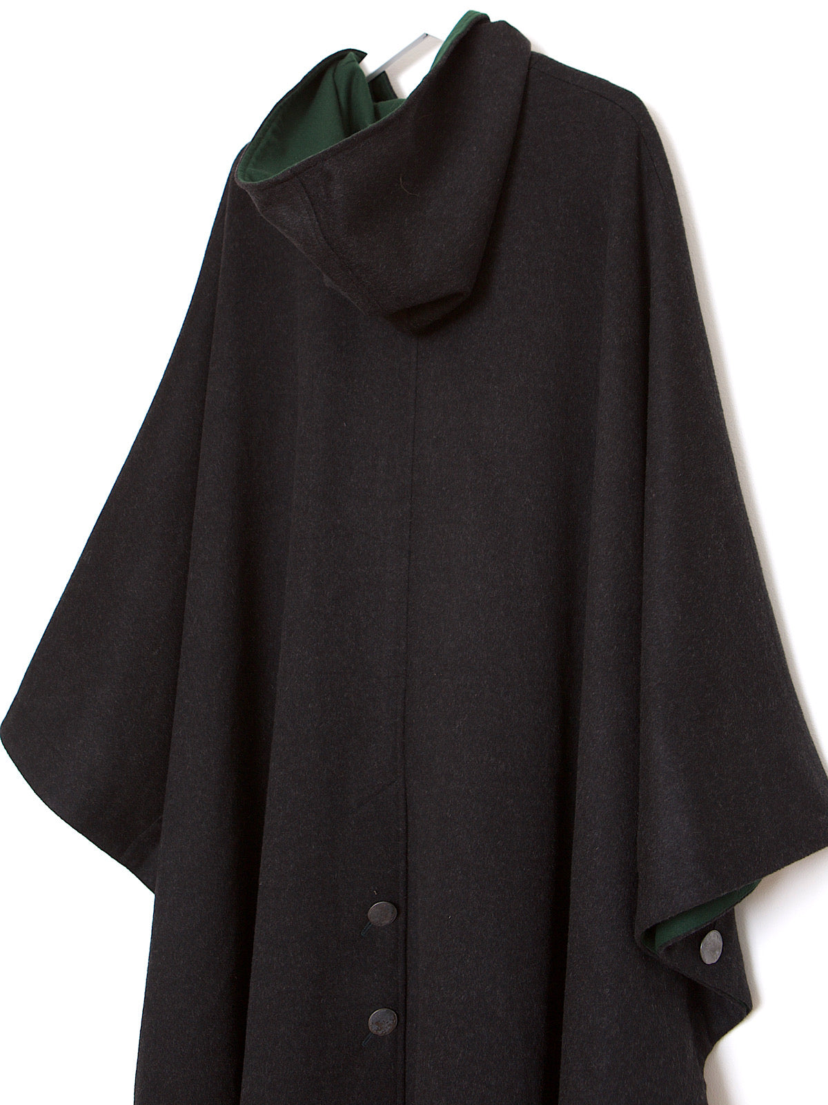 VINTAGE PURE WOOL CAPE HOODED IN GREY AND GREEN