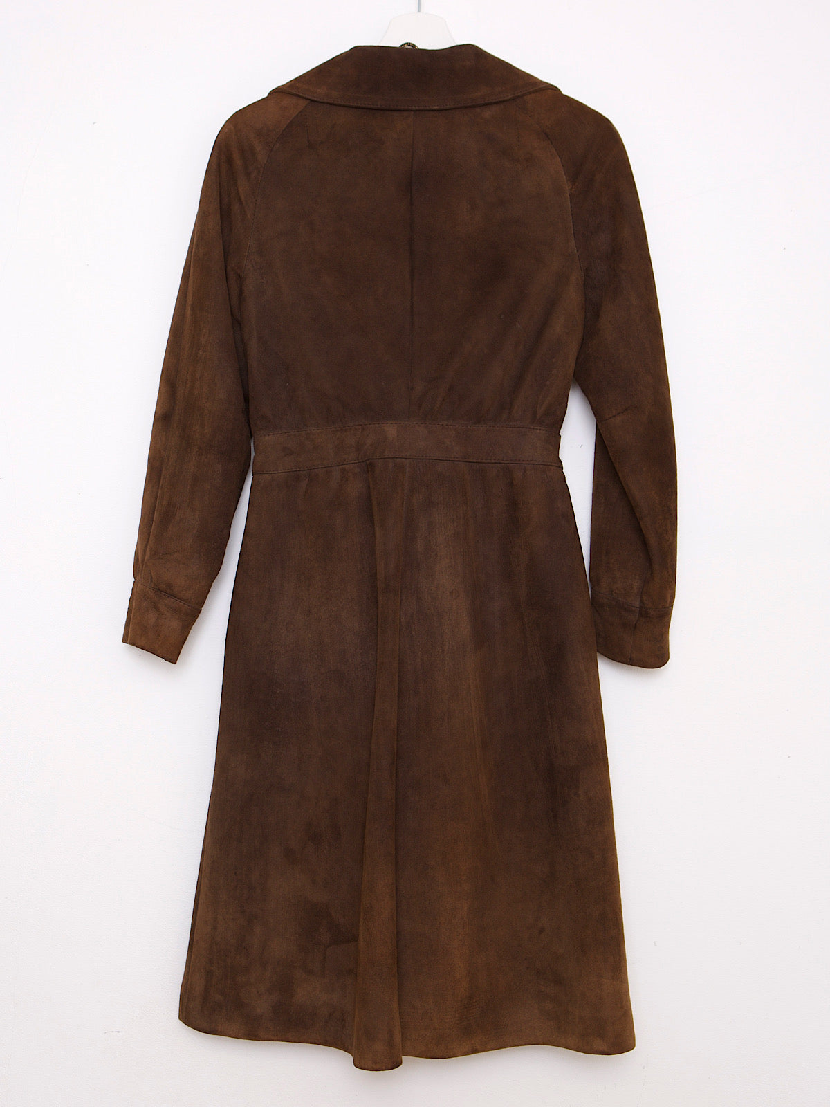 60S BROWN SUEDE BELTED COAT
