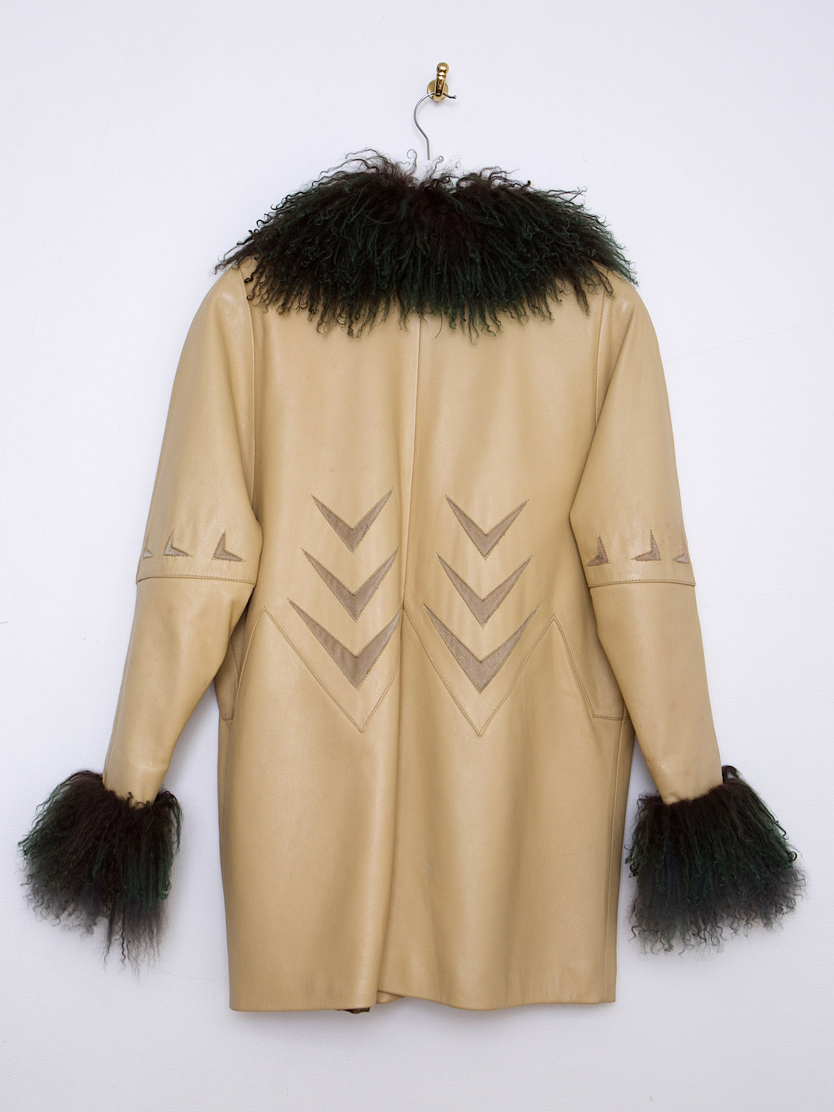 90S VINTAGE LEATHER JACKET WITH MONGOLIAN FUR