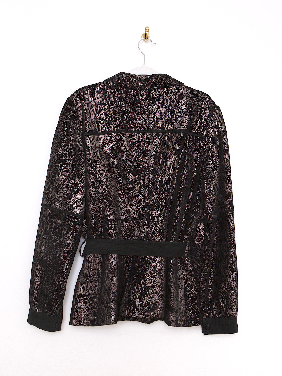 Y2K VINTAGE BLACK & SILVER SUEDE BELTED JACKET