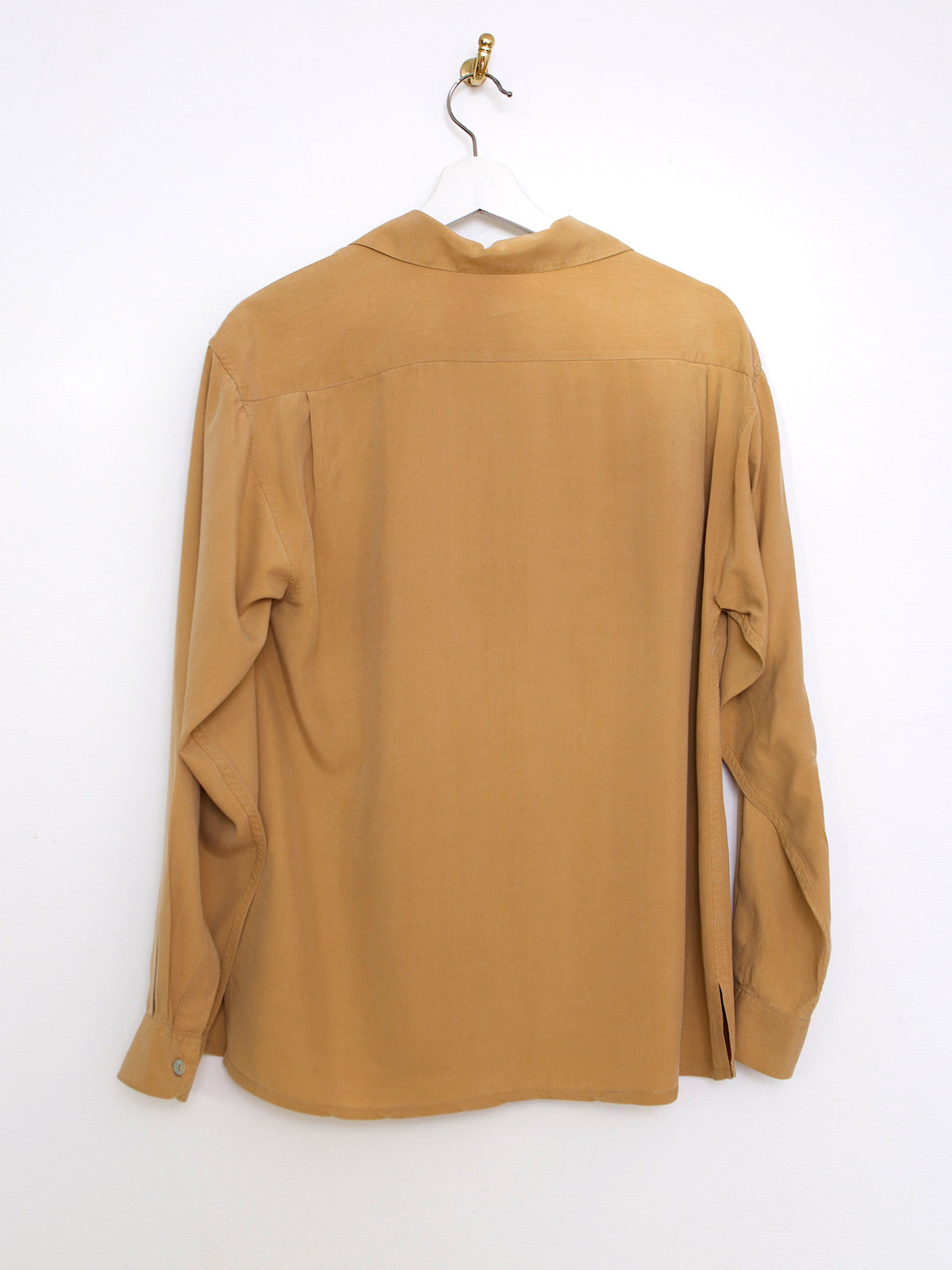 90S SAFARI STYLE PURE SILK BEIGE SHIRT