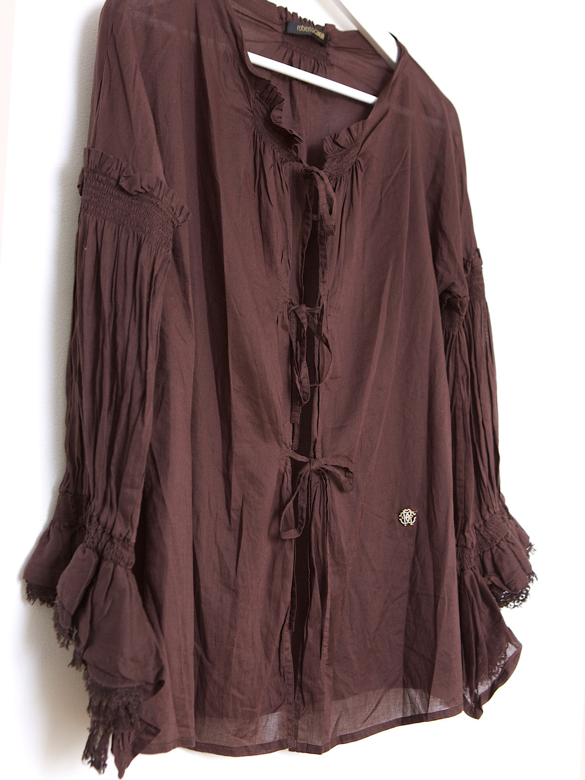 Y2K BROWN COTTON BLOUSE BY ROBERTO CAVALLI