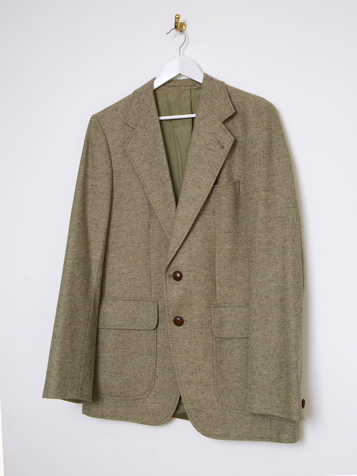 VINTAGE LIGHT GREEN WOOL BLAZER  LARGE FRONT POCKETS